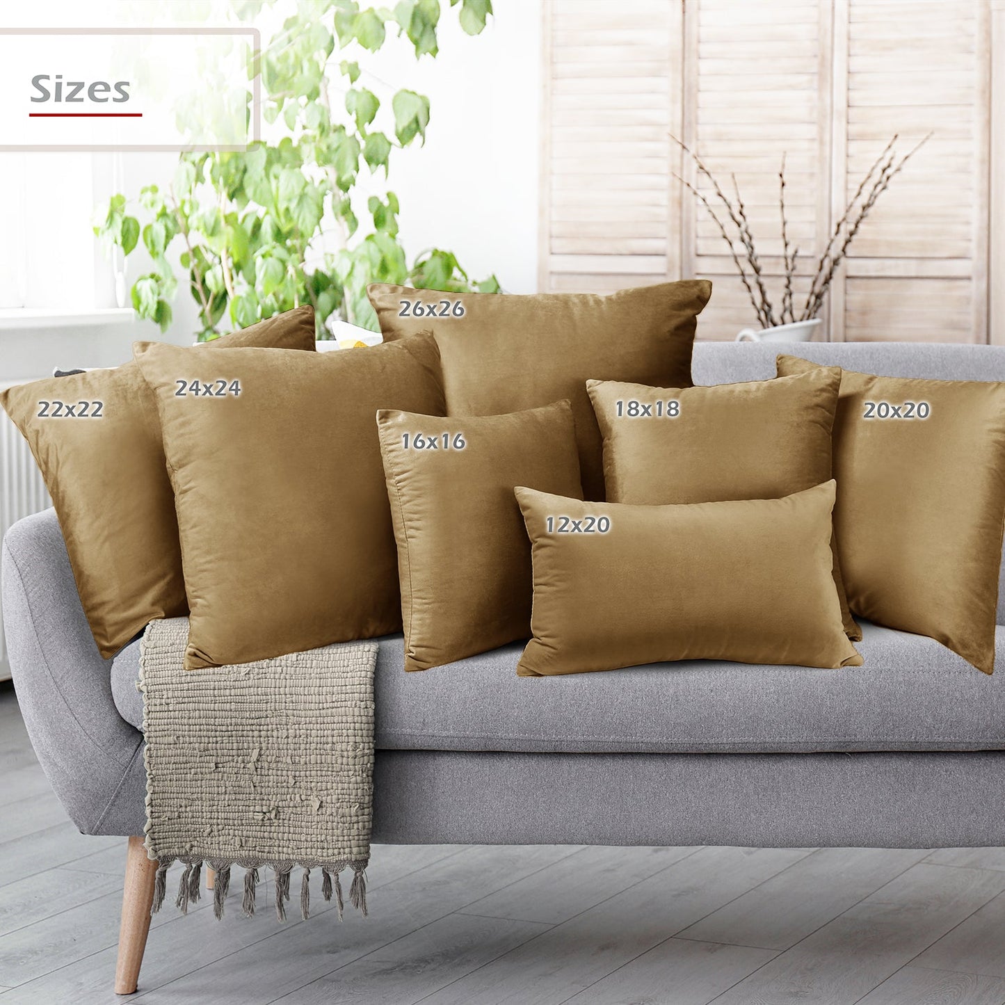 Holiday nestl Throw Pillow Covers, Cozy Velvet Decorative Outdoor Pillow Covers 16x16 & 18x18 Inches, Soft Solid Cushion Covers for Sofa, Bed and Car, Set of 2