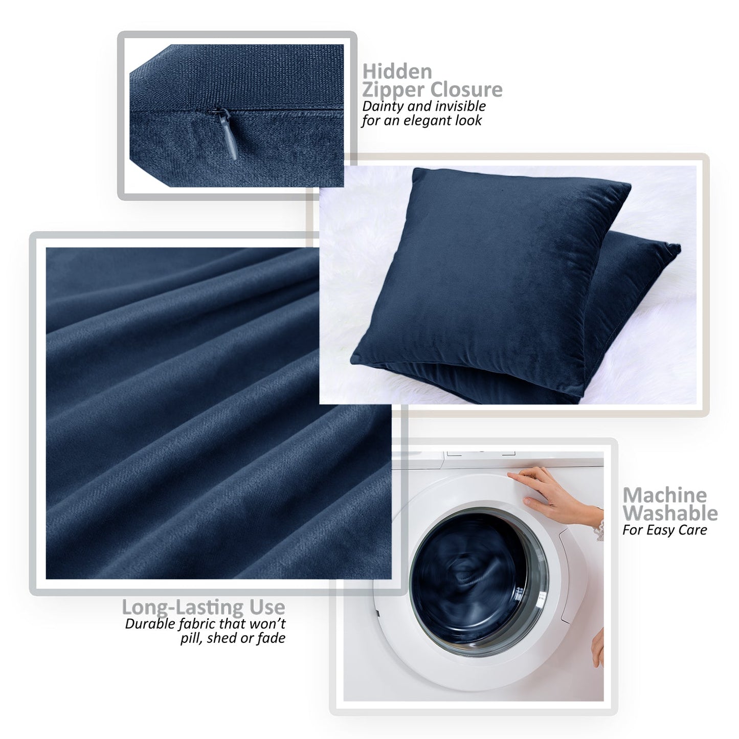 Holiday nestl Throw Pillow Covers, Cozy Velvet Decorative Outdoor Pillow Covers 16x16 & 18x18 Inches, Soft Solid Cushion Covers for Sofa, Bed and Car, Set of 2