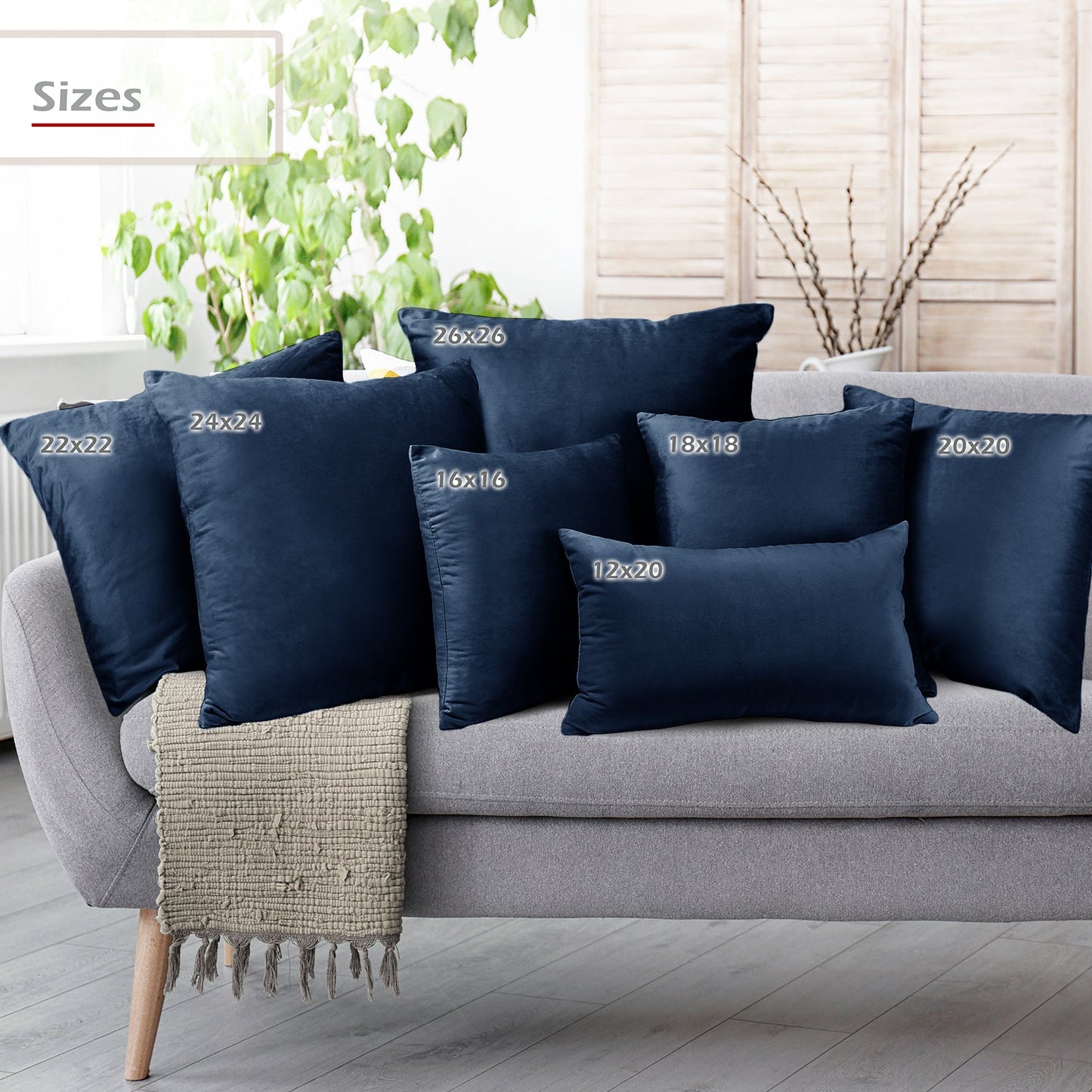 Holiday nestl Throw Pillow Covers, Cozy Velvet Decorative Outdoor Pillow Covers 16x16 & 18x18 Inches, Soft Solid Cushion Covers for Sofa, Bed and Car, Set of 2