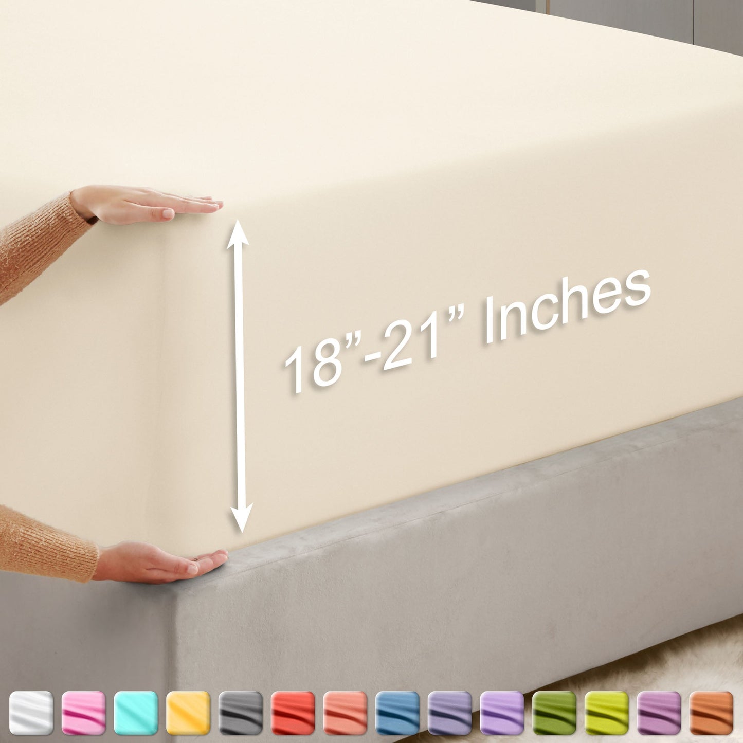 nestl Twin Fitted Sheet - Single Fitted Deep Pocket Sheet - Fits Mattress Perfectly - Soft Wrinkle Free Sheet - 1 Fitted Sheet Only
