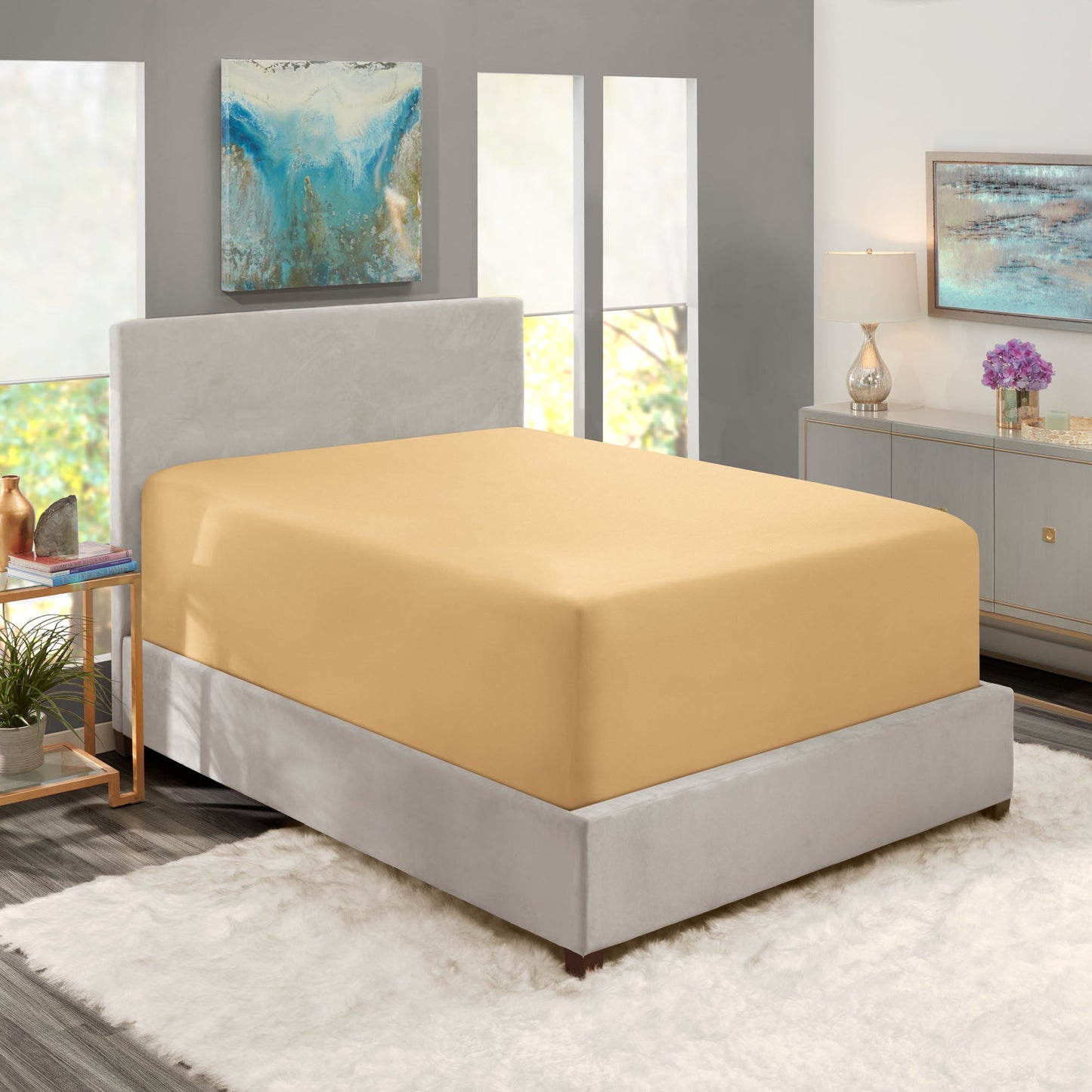 nestl Twin Fitted Sheet - Single Fitted Deep Pocket Sheet - Fits Mattress Perfectly - Soft Wrinkle Free Sheet - 1 Fitted Sheet Only
