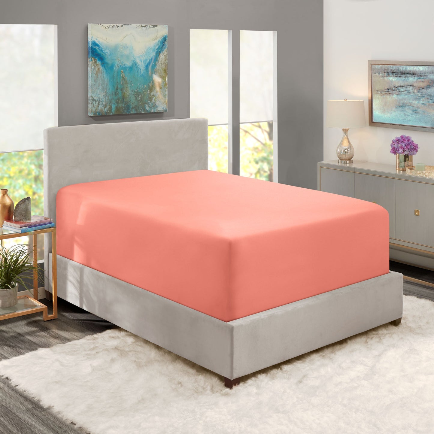 nestl Twin Fitted Sheet - Single Fitted Deep Pocket Sheet - Fits Mattress Perfectly - Soft Wrinkle Free Sheet - 1 Fitted Sheet Only