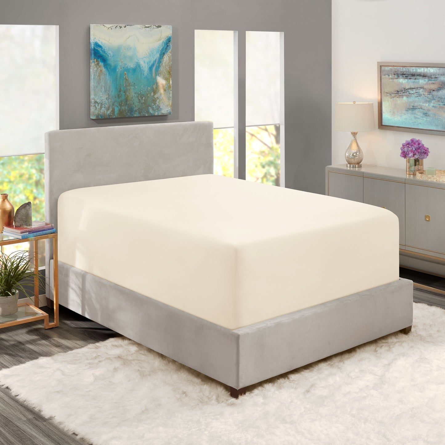 nestl Twin Fitted Sheet - Single Fitted Deep Pocket Sheet - Fits Mattress Perfectly - Soft Wrinkle Free Sheet - 1 Fitted Sheet Only