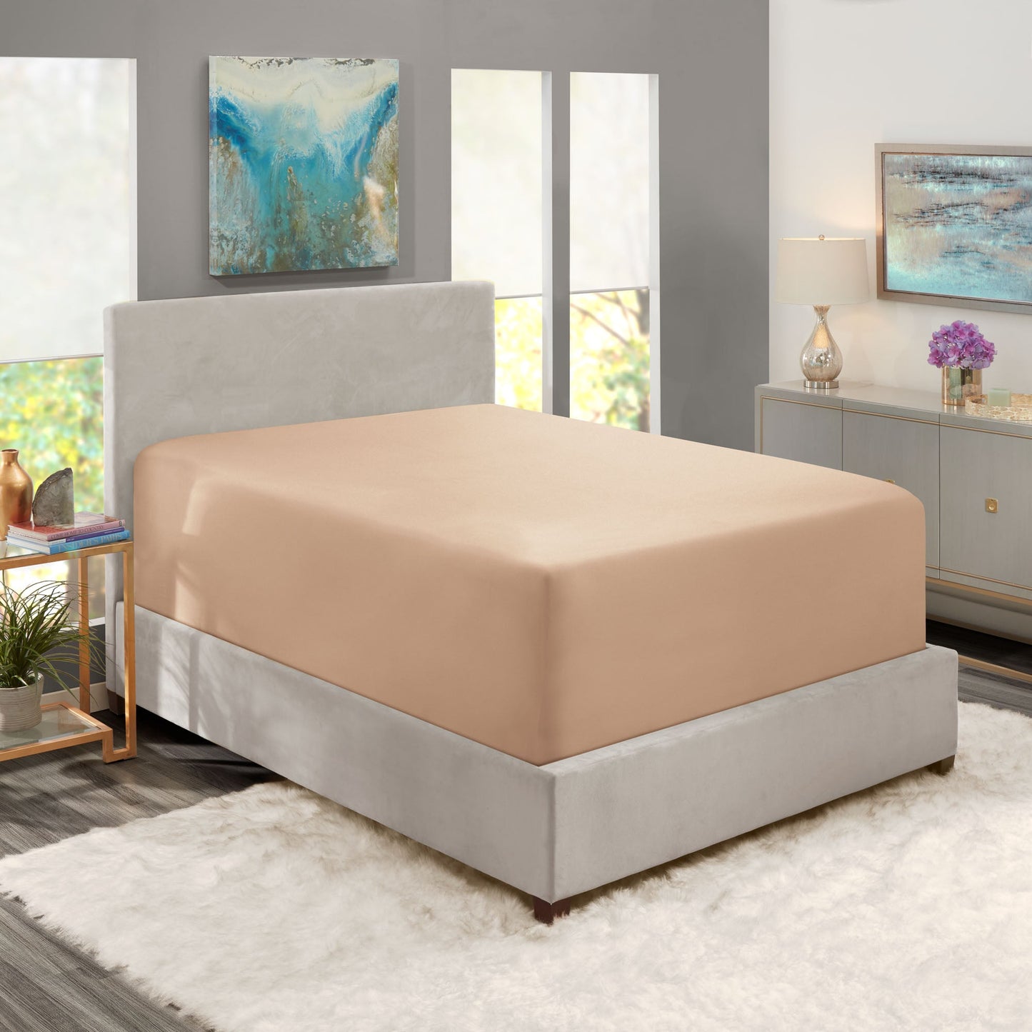 nestl Twin Fitted Sheet - Single Fitted Deep Pocket Sheet - Fits Mattress Perfectly - Soft Wrinkle Free Sheet - 1 Fitted Sheet Only