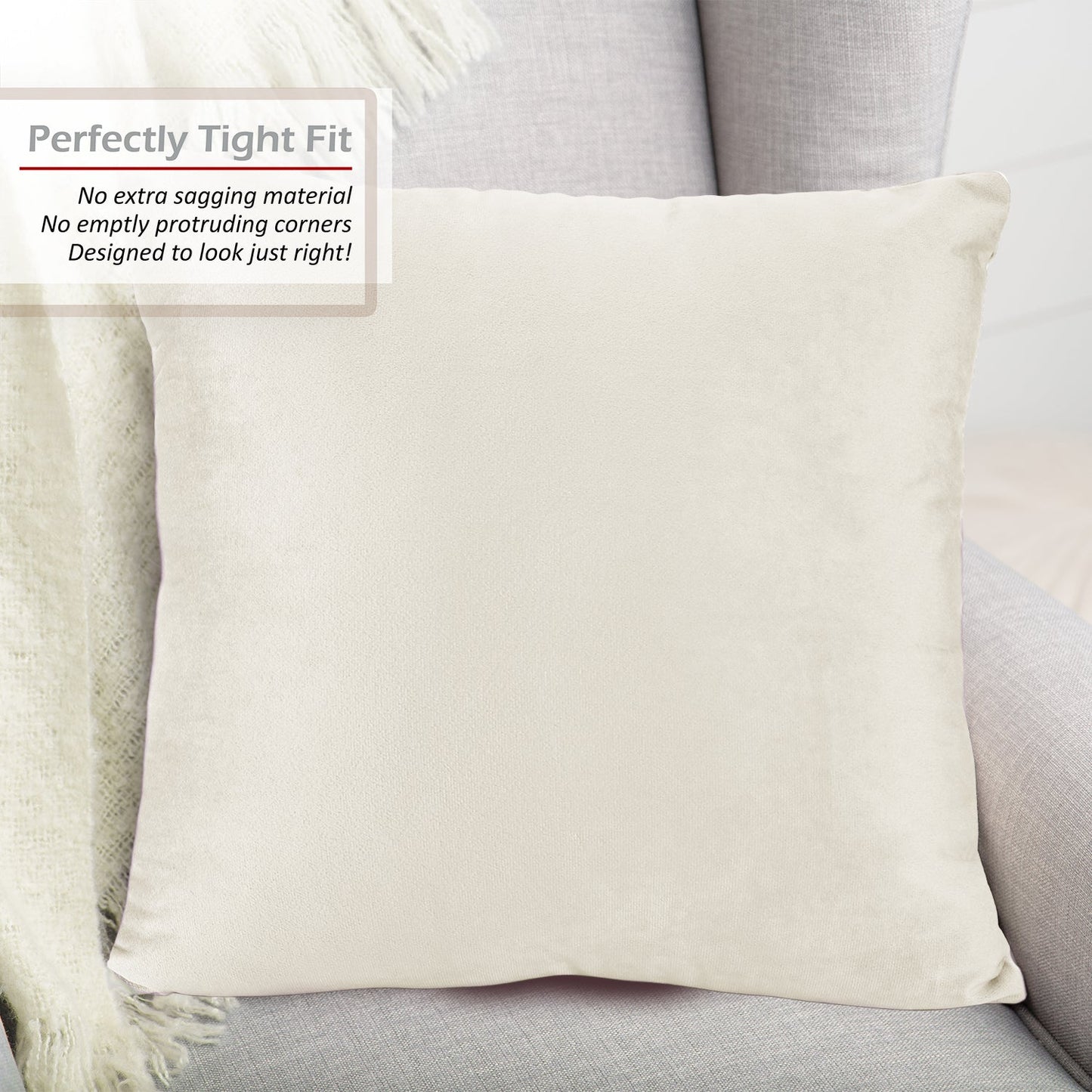 Holiday nestl Throw Pillow Covers, Cozy Velvet Decorative Outdoor Pillow Covers 16x16 & 18x18 Inches, Soft Solid Cushion Covers for Sofa, Bed and Car, Set of 2