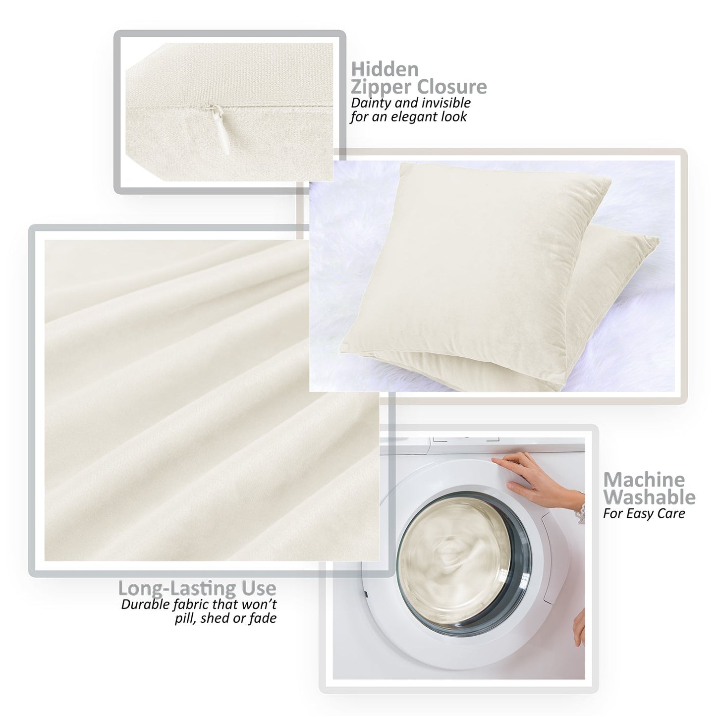 Holiday nestl Throw Pillow Covers, Cozy Velvet Decorative Outdoor Pillow Covers 16x16 & 18x18 Inches, Soft Solid Cushion Covers for Sofa, Bed and Car, Set of 2