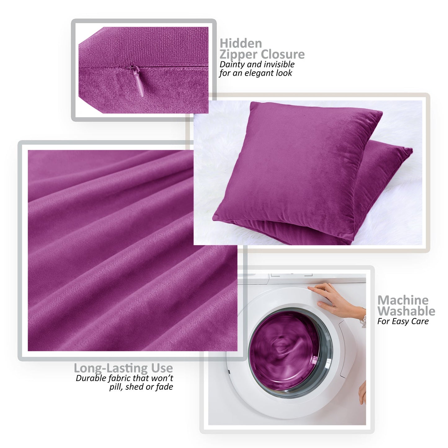 Holiday nestl Throw Pillow Covers, Cozy Velvet Decorative Outdoor Pillow Covers 16x16 & 18x18 Inches, Soft Solid Cushion Covers for Sofa, Bed and Car, Set of 2