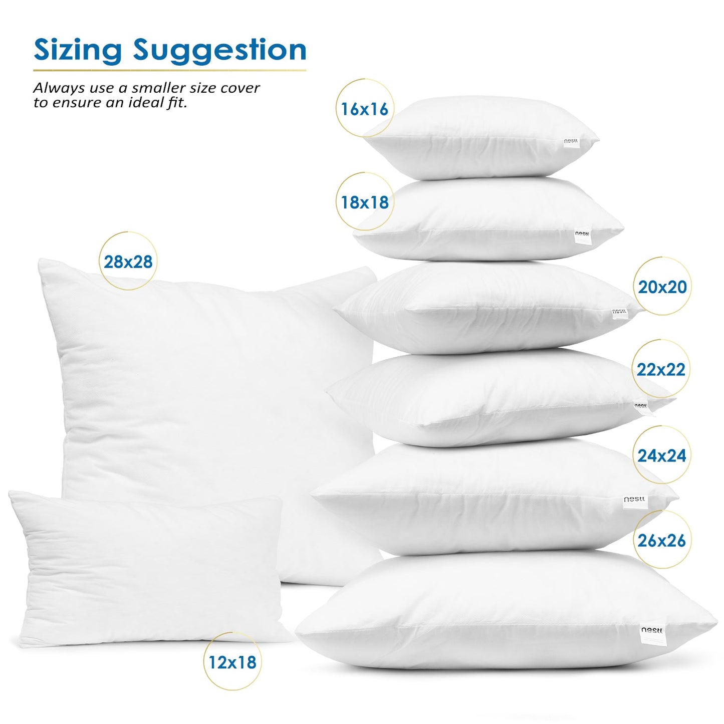 nestl 12x20 Couch Throw Pillow Inserts - Premium Hypoallergennic Pillow Cushion, Decorative Pillows Inserts, Plain Throw Pillows