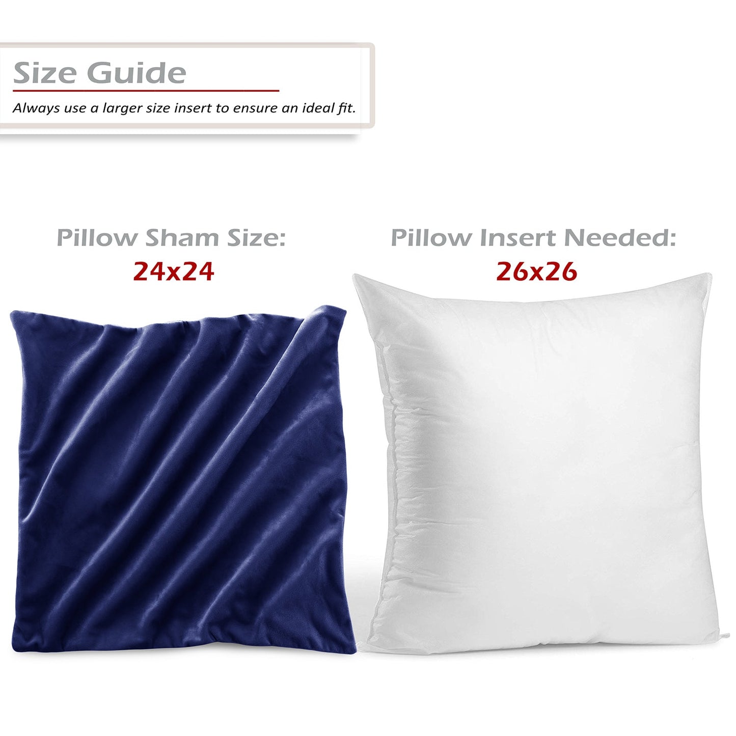 nestl Throw Pillow Covers, Cozy Velvet Decorative Outdoor Pillow Covers 24x24 & 26x26 Inches, Soft Solid Cushion Covers for Sofa, Bed and Car, Set of 2