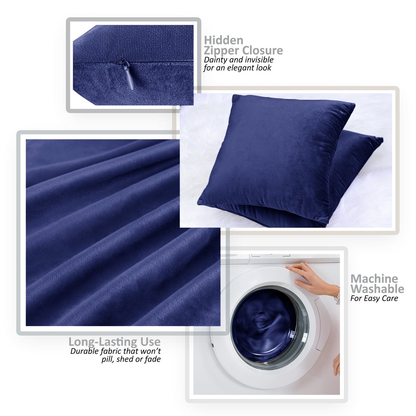 Holiday nestl Throw Pillow Covers, Cozy Velvet Decorative Outdoor Pillow Covers 16x16 & 18x18 Inches, Soft Solid Cushion Covers for Sofa, Bed and Car, Set of 2