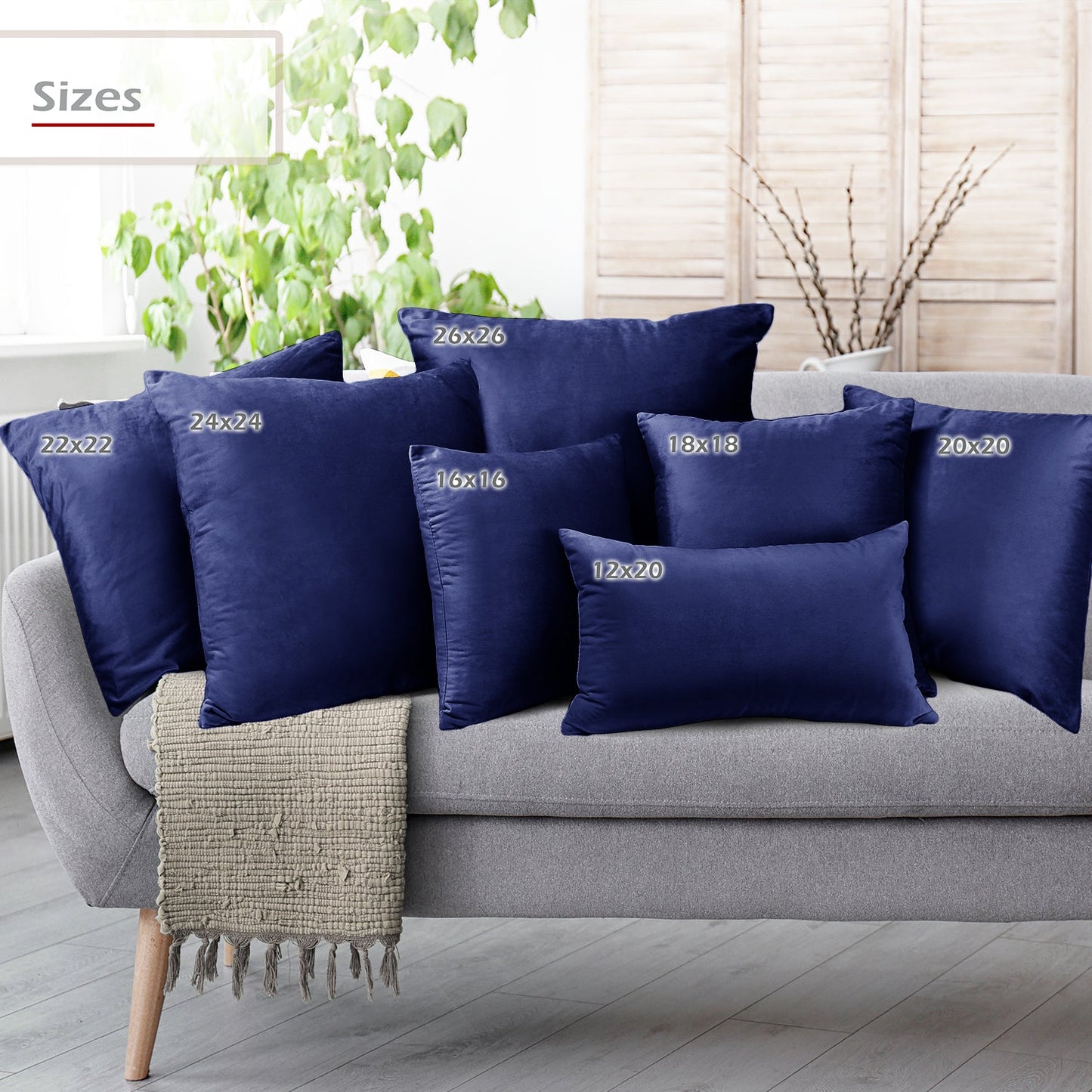 Holiday nestl Throw Pillow Covers, Cozy Velvet Decorative Outdoor Pillow Covers 16x16 & 18x18 Inches, Soft Solid Cushion Covers for Sofa, Bed and Car, Set of 2