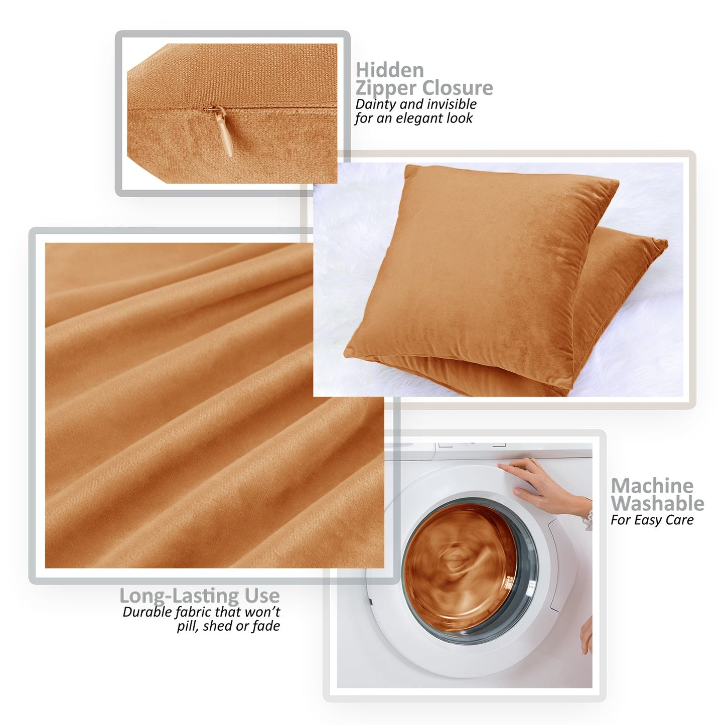 Holiday nestl Throw Pillow Covers, Cozy Velvet Decorative Outdoor Pillow Covers 16x16 & 18x18 Inches, Soft Solid Cushion Covers for Sofa, Bed and Car, Set of 2