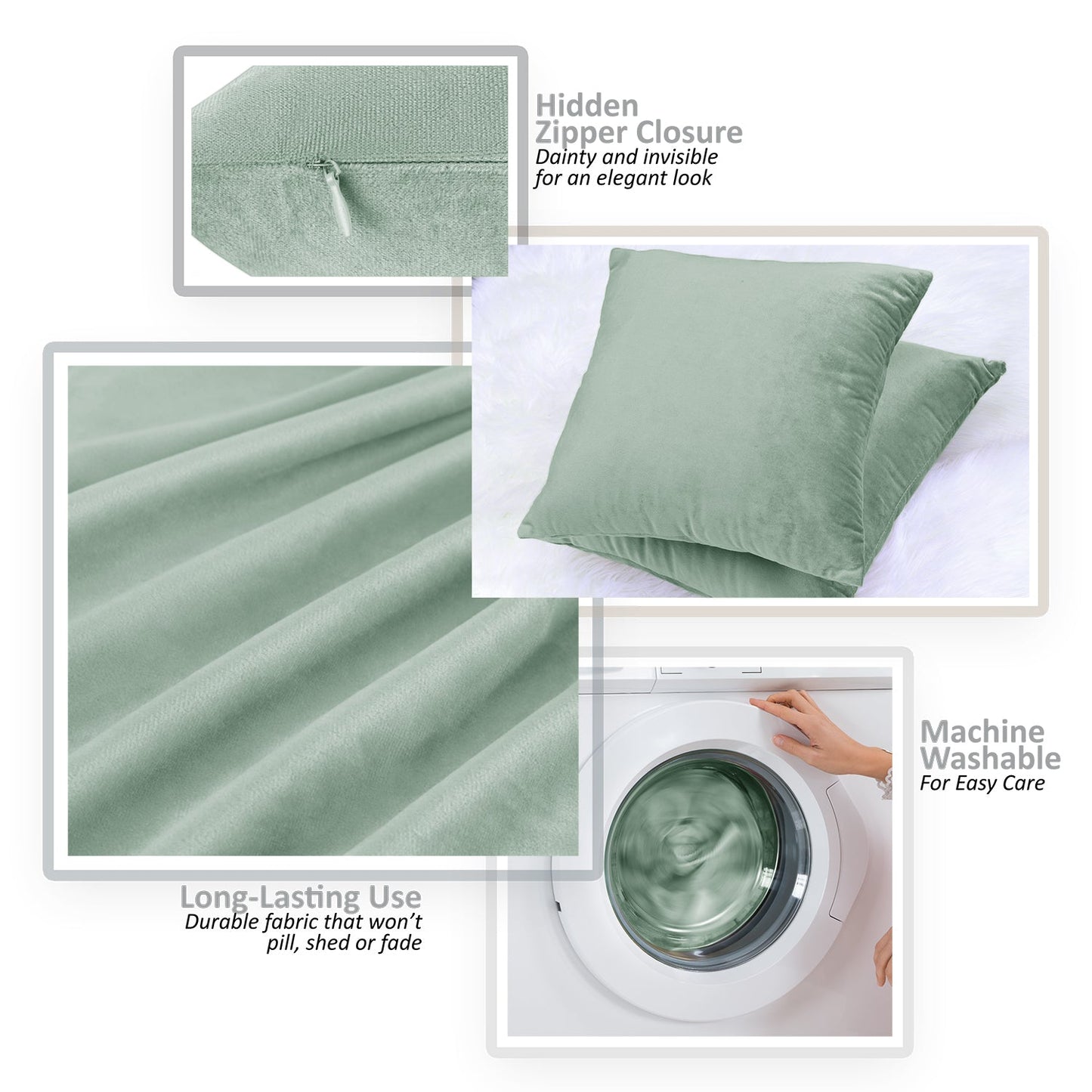 Holiday nestl Throw Pillow Covers, Cozy Velvet Decorative Outdoor Pillow Covers 16x16 & 18x18 Inches, Soft Solid Cushion Covers for Sofa, Bed and Car, Set of 2