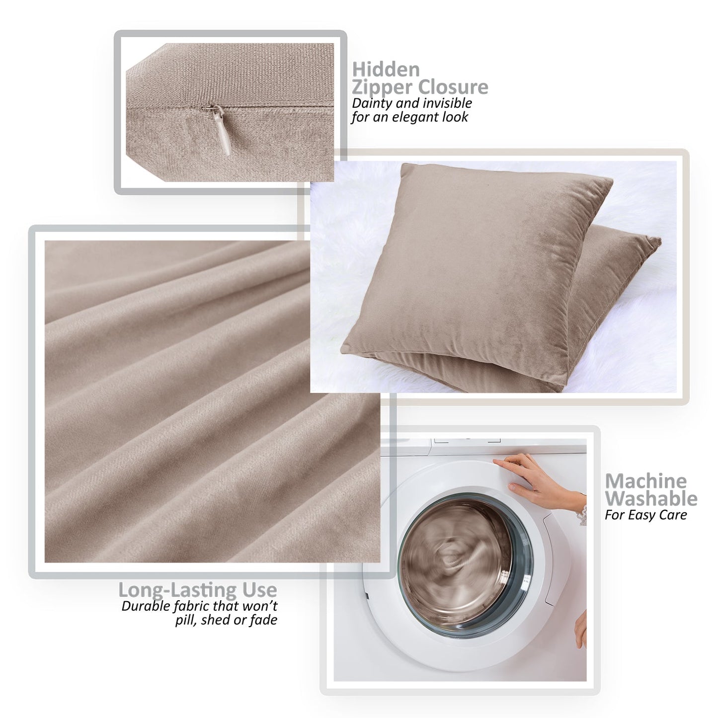 Holiday nestl Throw Pillow Covers, Cozy Velvet Decorative Outdoor Pillow Covers 16x16 & 18x18 Inches, Soft Solid Cushion Covers for Sofa, Bed and Car, Set of 2