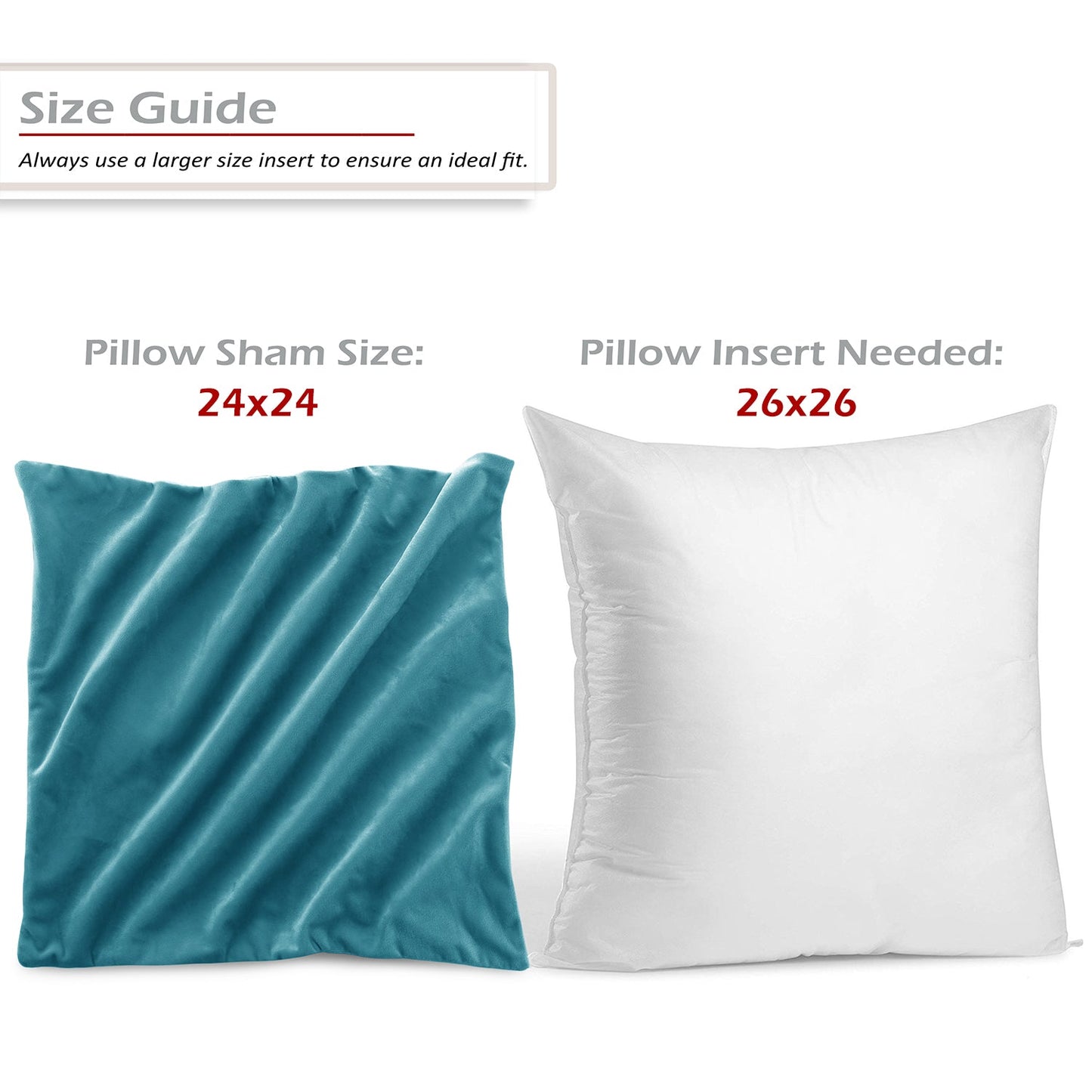 nestl Throw Pillow Covers, Cozy Velvet Decorative Outdoor Pillow Covers 24x24 & 26x26 Inches, Soft Solid Cushion Covers for Sofa, Bed and Car, Set of 2
