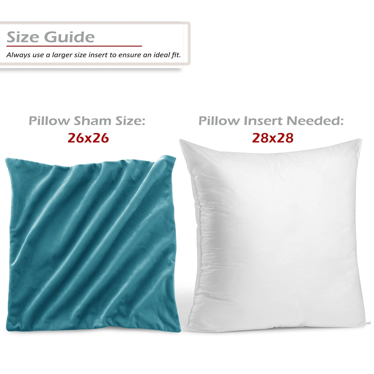 nestl Throw Pillow Covers, Cozy Velvet Decorative Outdoor Pillow Covers 24x24 & 26x26 Inches, Soft Solid Cushion Covers for Sofa, Bed and Car, Set of 2