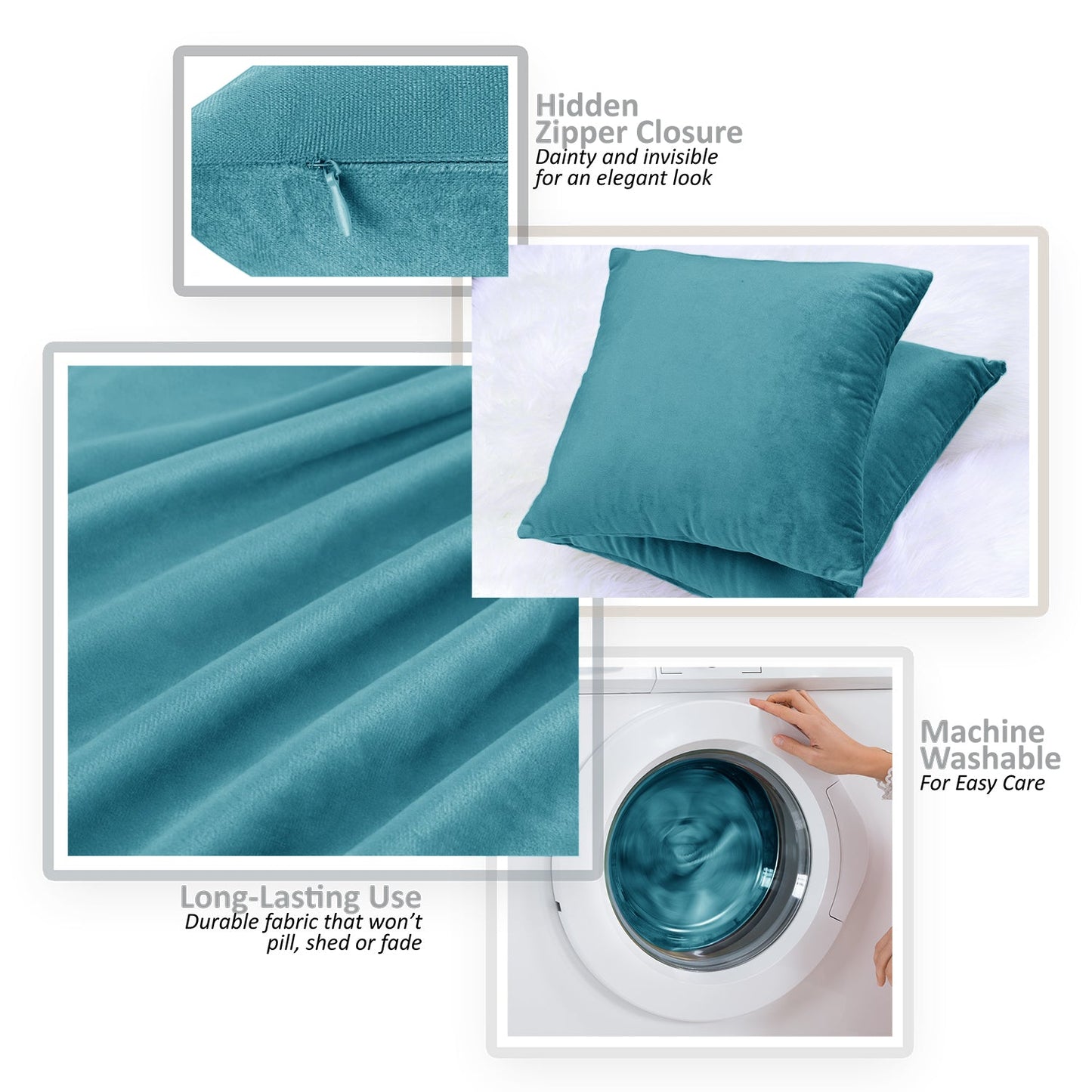 Holiday nestl Throw Pillow Covers, Cozy Velvet Decorative Outdoor Pillow Covers 16x16 & 18x18 Inches, Soft Solid Cushion Covers for Sofa, Bed and Car, Set of 2