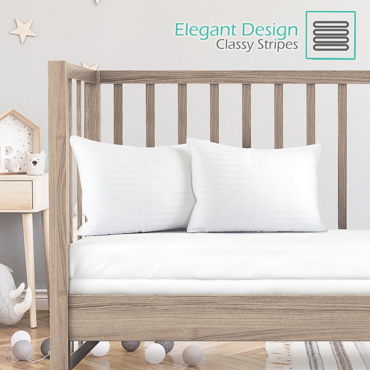 nestl Bed Pillows for Sleeping | Down Alternative Sleep Pillows | 100% Cotton Pillow Covers with Poly Fiber Filling | Soft Pillow for Sleeping