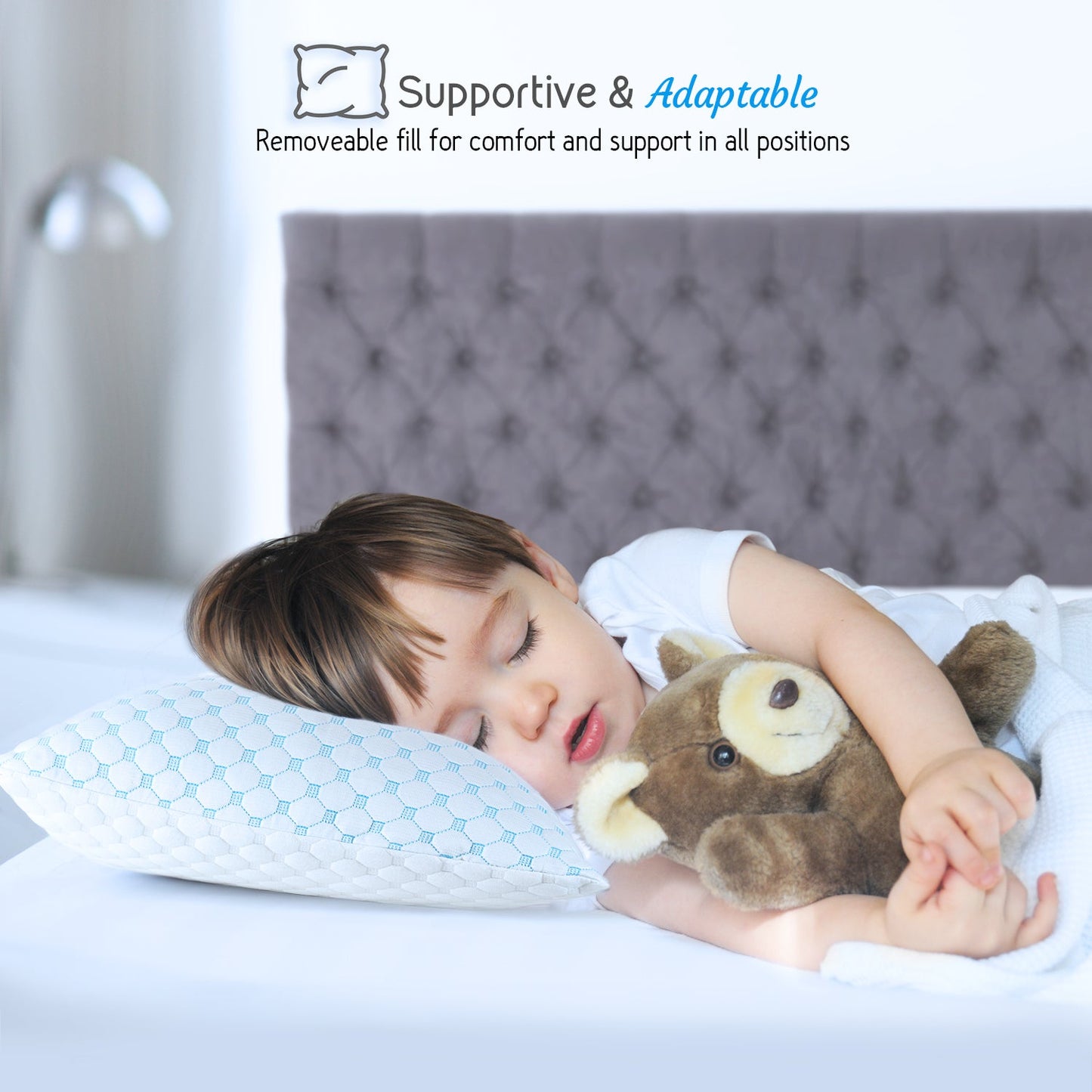 Nestl Ice Pillow Heat and Moisture Reducing Ice Silk and Gel Infused Memory Foam Pillow. Adjustable, Washable, Breathable