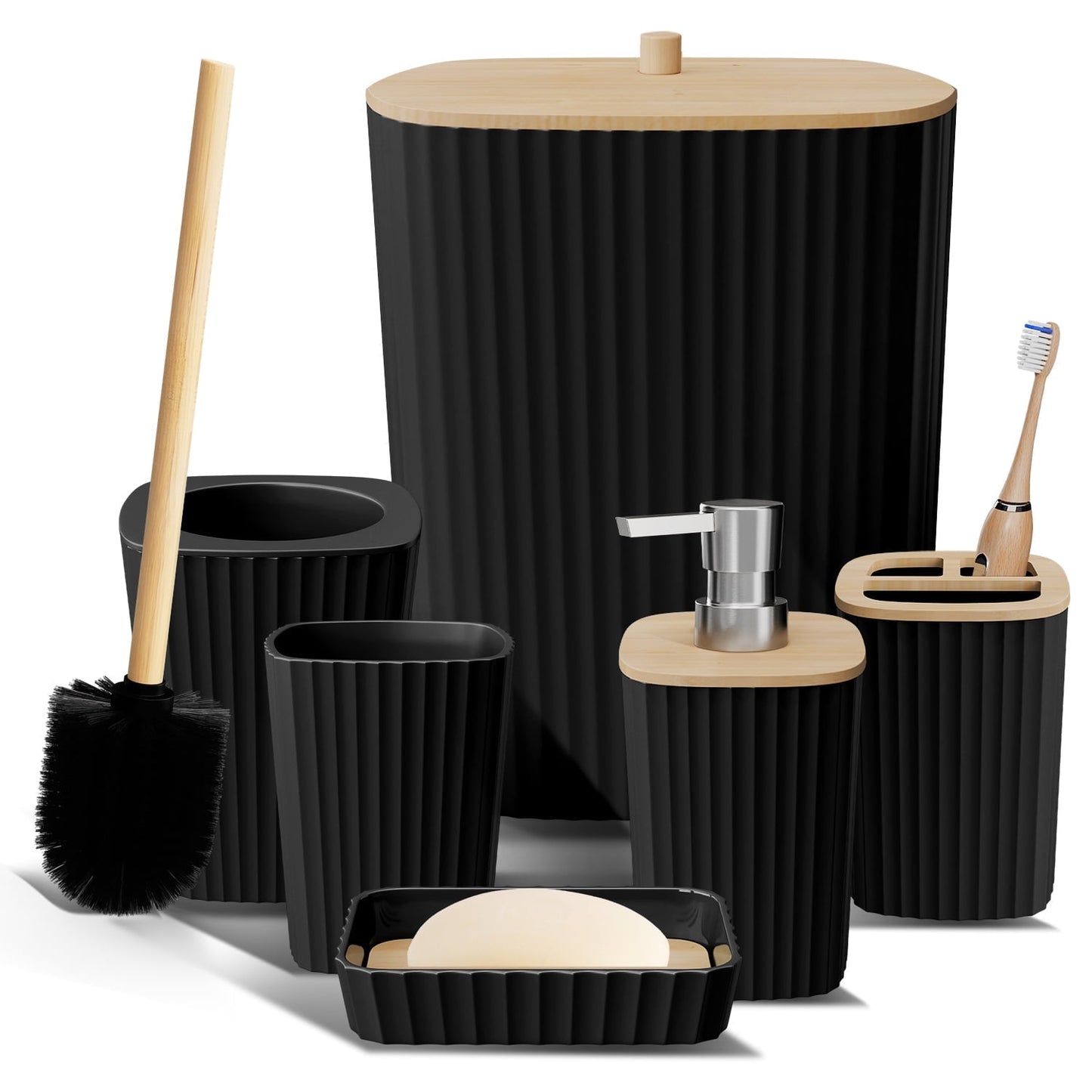 Hearth & Harbor 6 Piece Bamboo Bathroom Sets