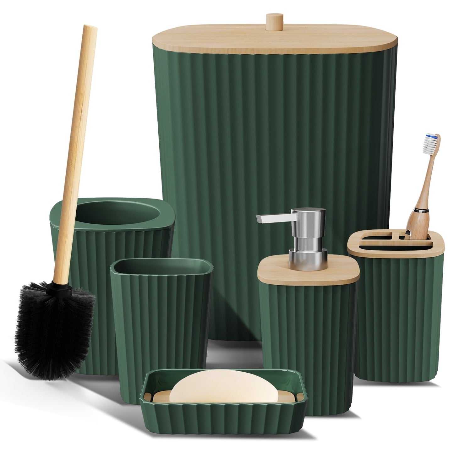 Hearth & Harbor 6 Piece Bamboo Bathroom Sets