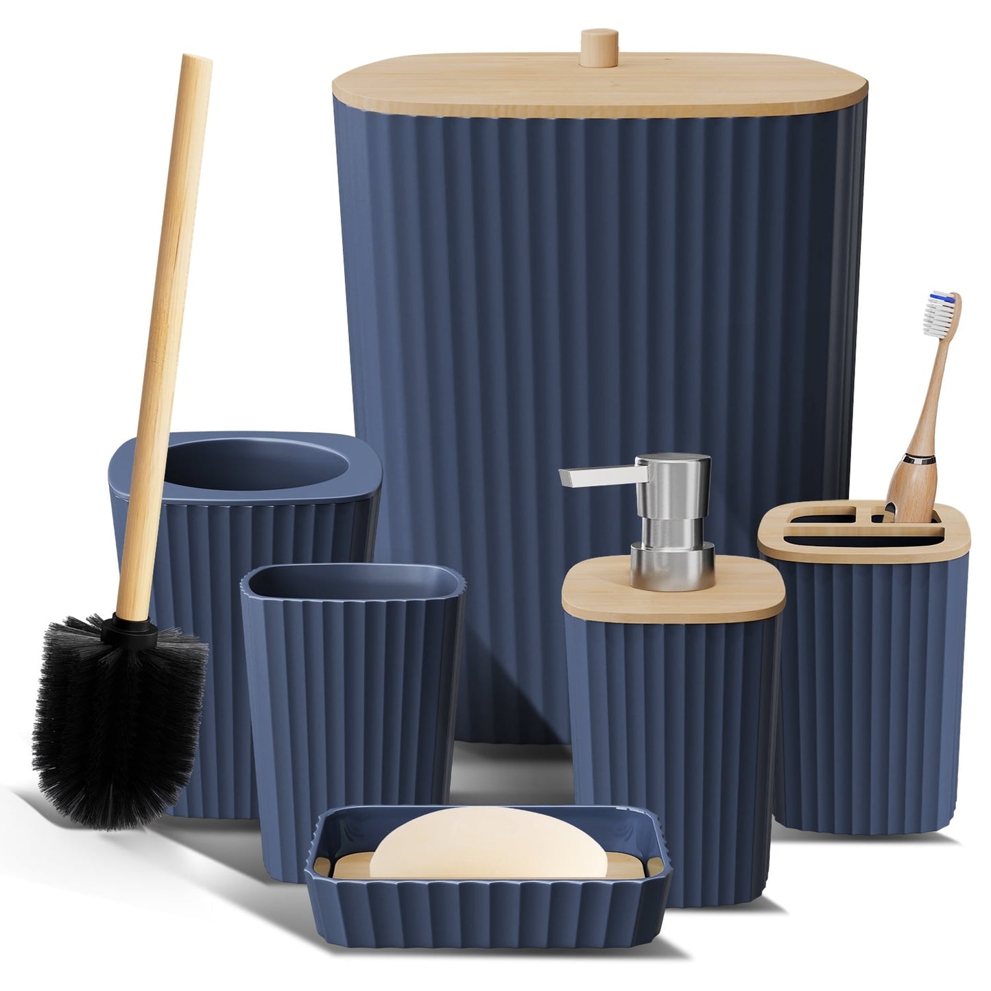 Hearth & Harbor 6 Piece Bamboo Bathroom Sets