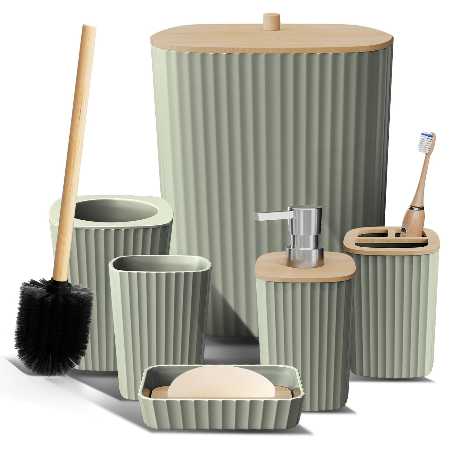 Hearth & Harbor 6 Piece Bamboo Bathroom Sets