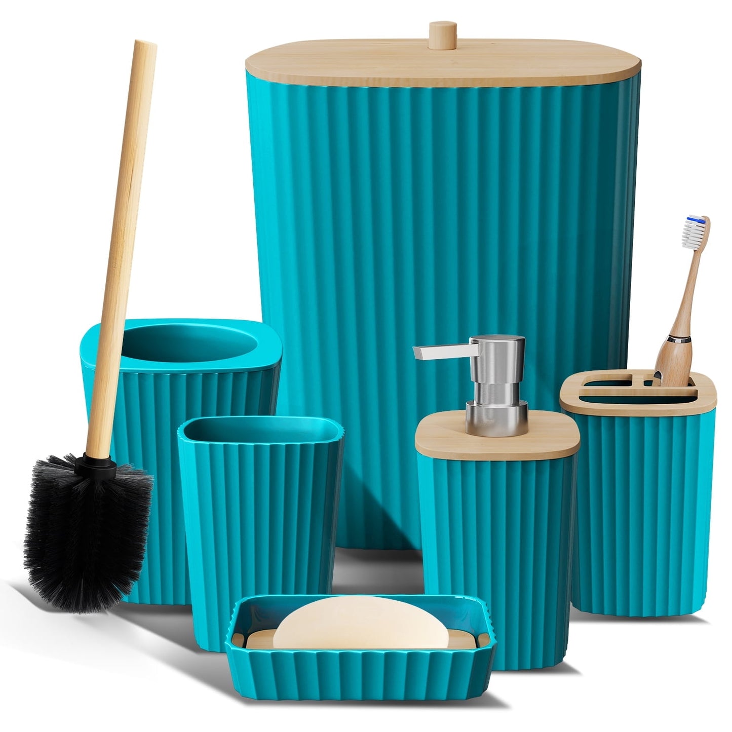 Hearth & Harbor 6 Piece Bamboo Bathroom Sets