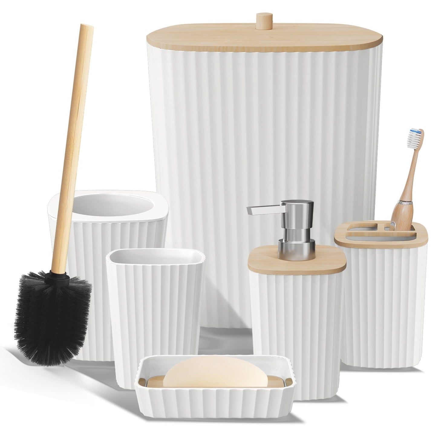 Hearth & Harbor 6 Piece Bamboo Bathroom Sets