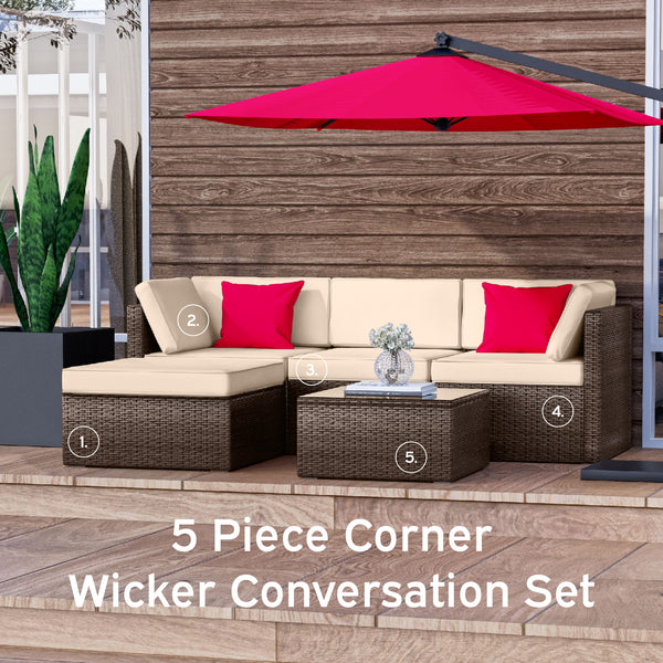 Wicker Patio Furniture Corner Sofa Set