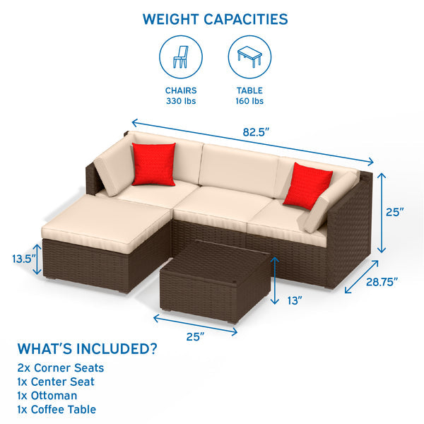 Wicker Patio Furniture Corner Sofa Set