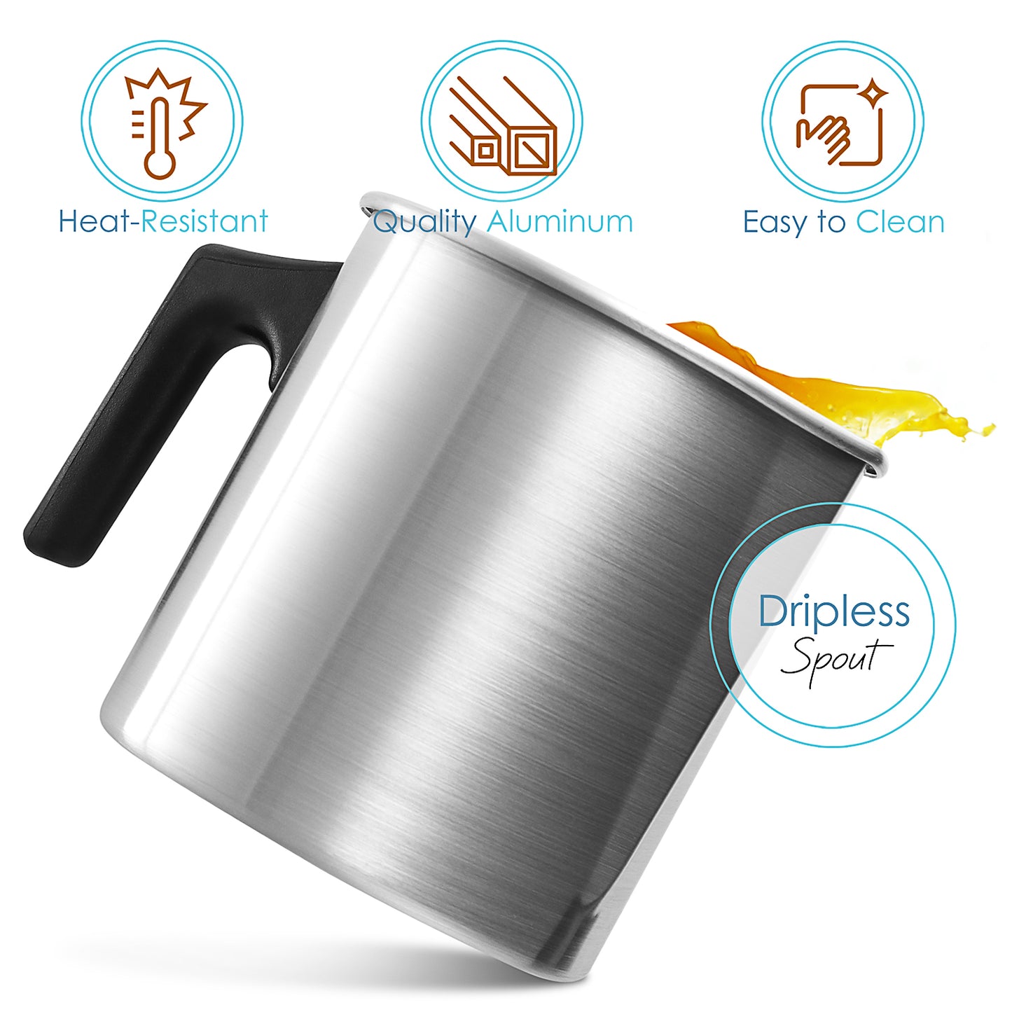 Hearth & Harbor Candle Making Pouring Pot & Silicone Trivet Mat - 2 Lb Aluminum Boiler Pot with Heat-Resistant Handle & Dripless Spout - 5x4.6 Inches Wax Melting Pitcher for Homemade Candles