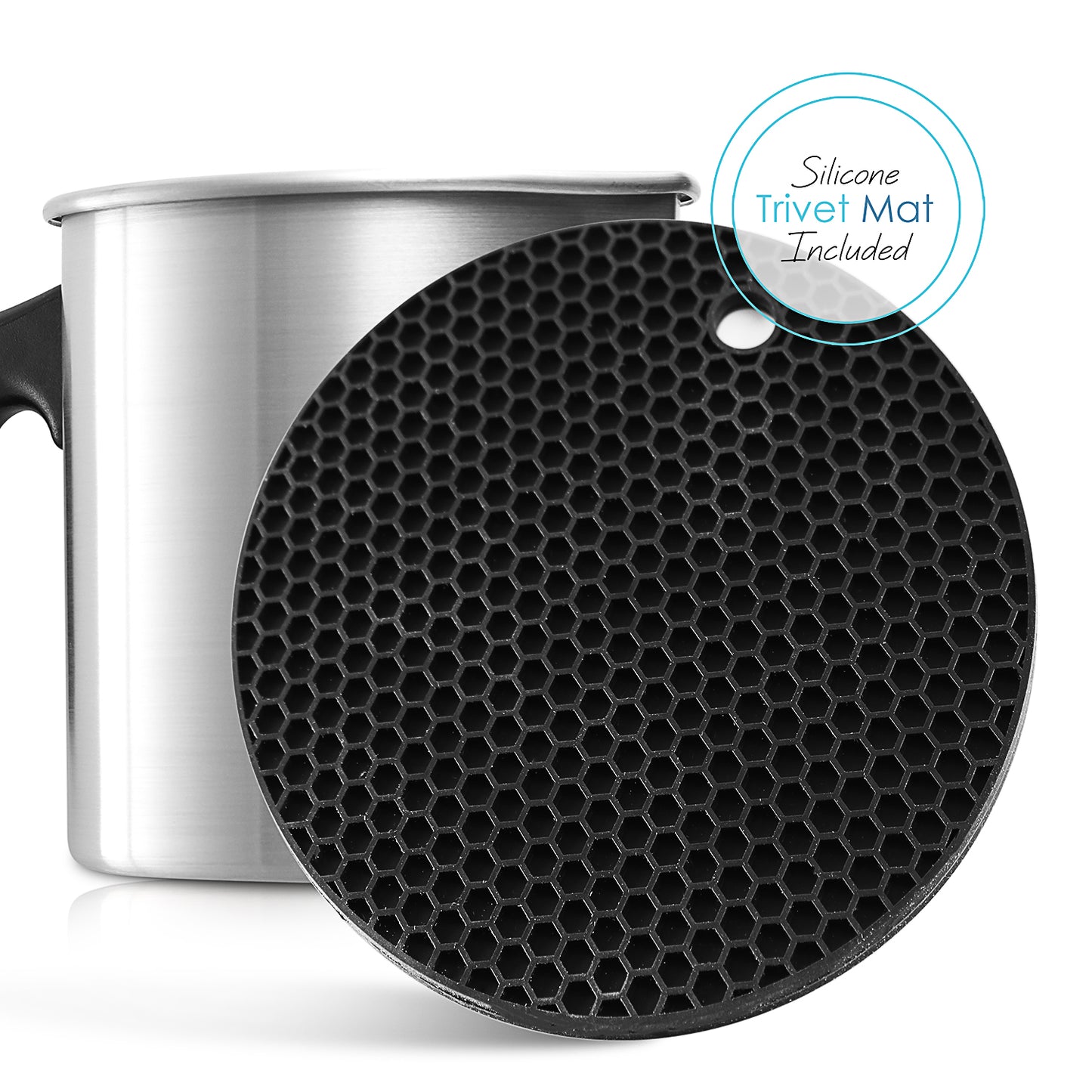 Hearth & Harbor Candle Making Pouring Pot & Silicone Trivet Mat - 2 Lb Aluminum Boiler Pot with Heat-Resistant Handle & Dripless Spout - 5x4.6 Inches Wax Melting Pitcher for Homemade Candles