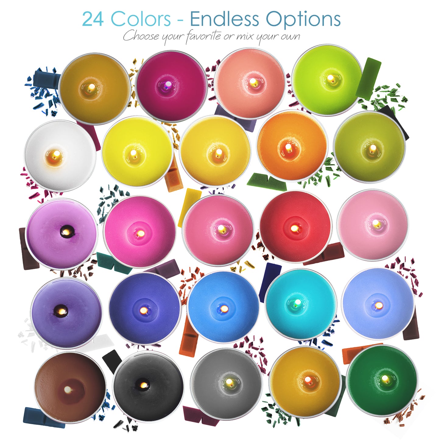 Hearth & Harbor Candle Dyes For Candle Making - 24 Color Blocks Candle Wax Dye - Concentrated Candle Color Dye For Soy Wax - Nontoxic Candle Making Supplies