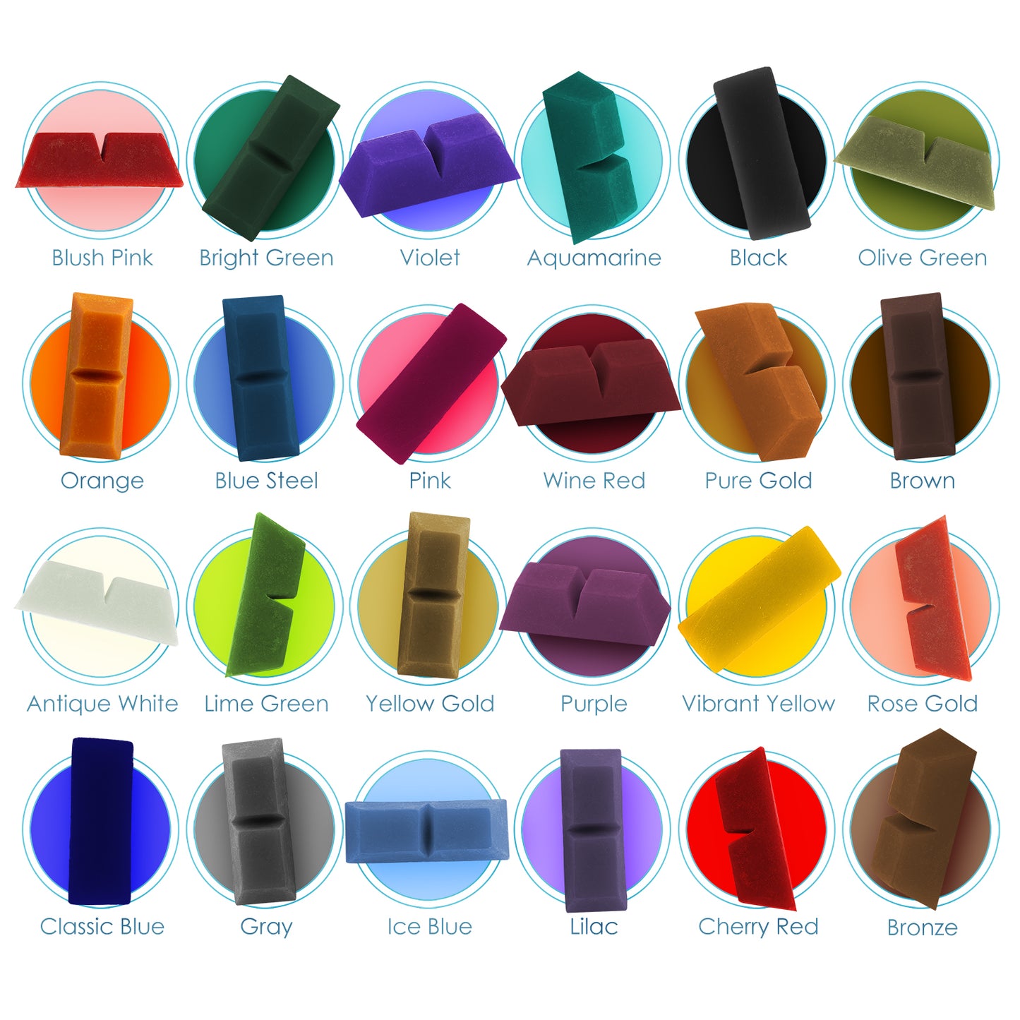 Hearth & Harbor Candle Dyes For Candle Making - 24 Color Blocks Candle Wax Dye - Concentrated Candle Color Dye For Soy Wax - Nontoxic Candle Making Supplies