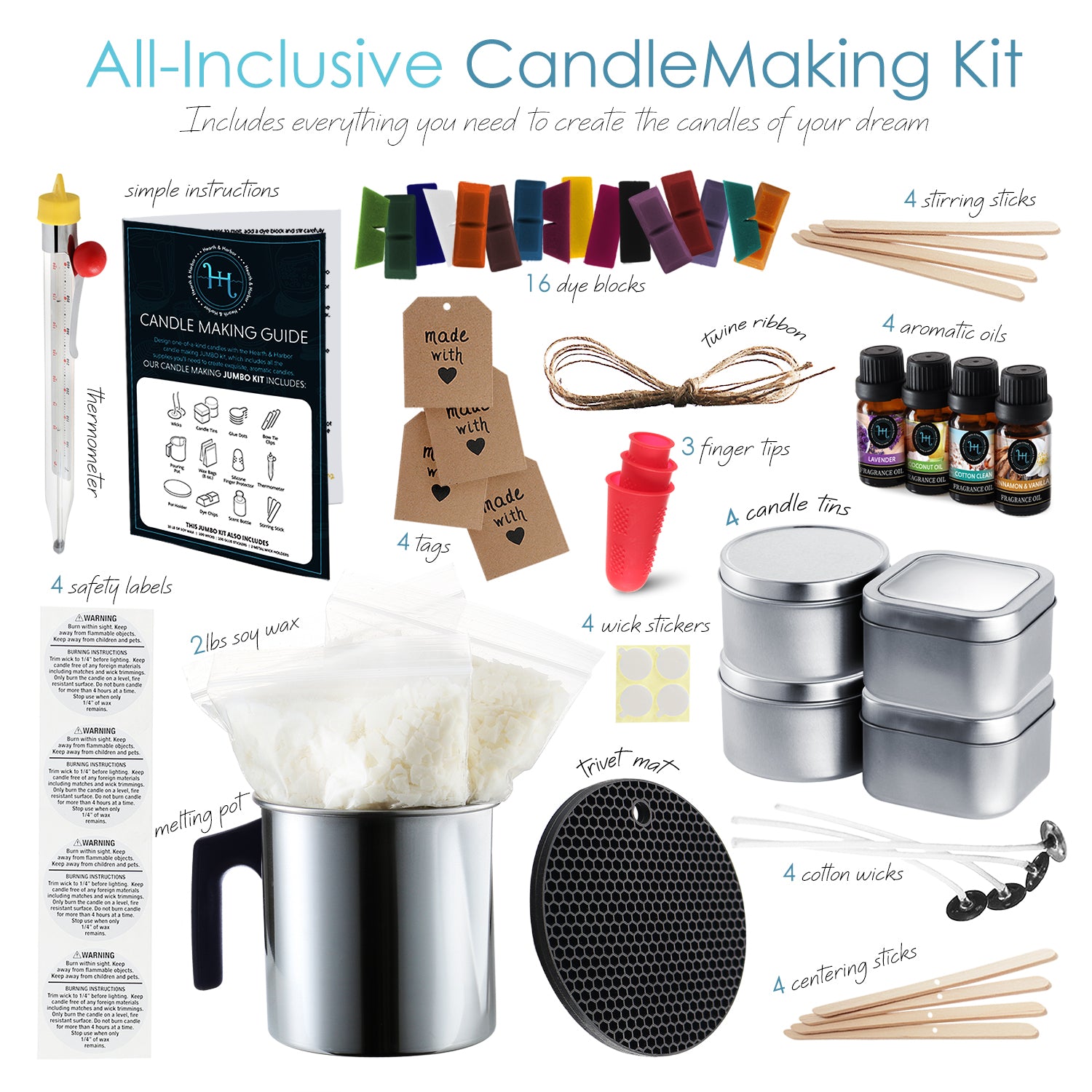 Hearth & Harbor DIY Candle Making Kit For Adults - Complete Set of