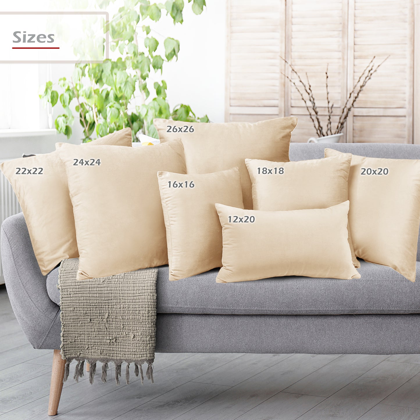 Holiday Nestl Throw Pillow Covers, Cozy Velvet Decorative Outdoor Pillow Covers 16x16 & 18x18 Inches, Soft Solid Cushion Covers for Sofa, Bed and Car, Set of 2