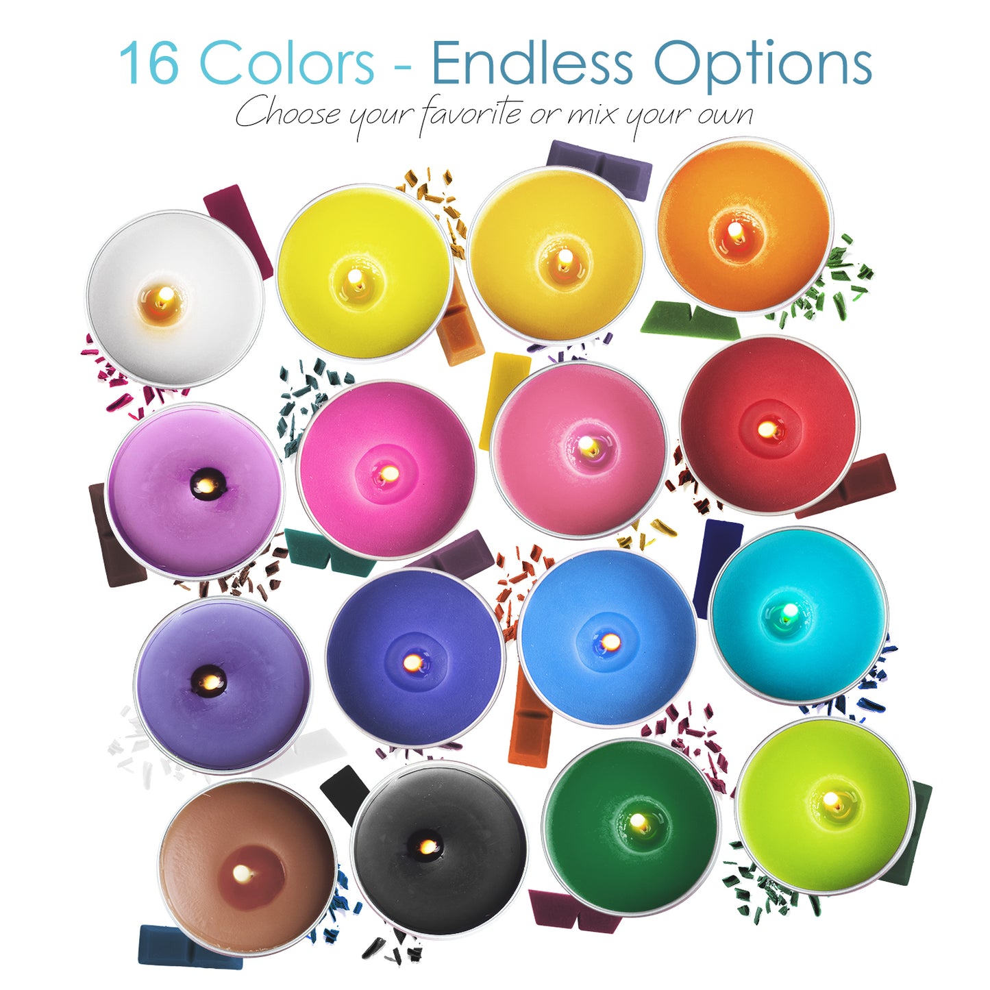 Hearth & Harbor DIY candle kit with 16 different colors