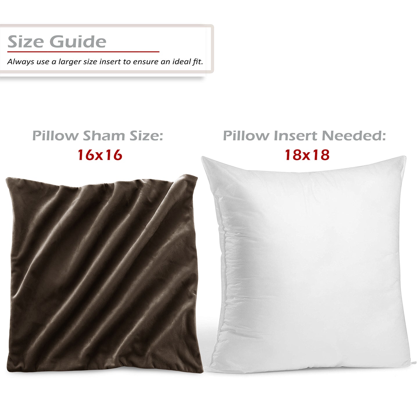Holiday Nestl Throw Pillow Covers, Cozy Velvet Decorative Outdoor Pillow Covers 16x16 & 18x18 Inches, Soft Solid Cushion Covers for Sofa, Bed and Car, Set of 2