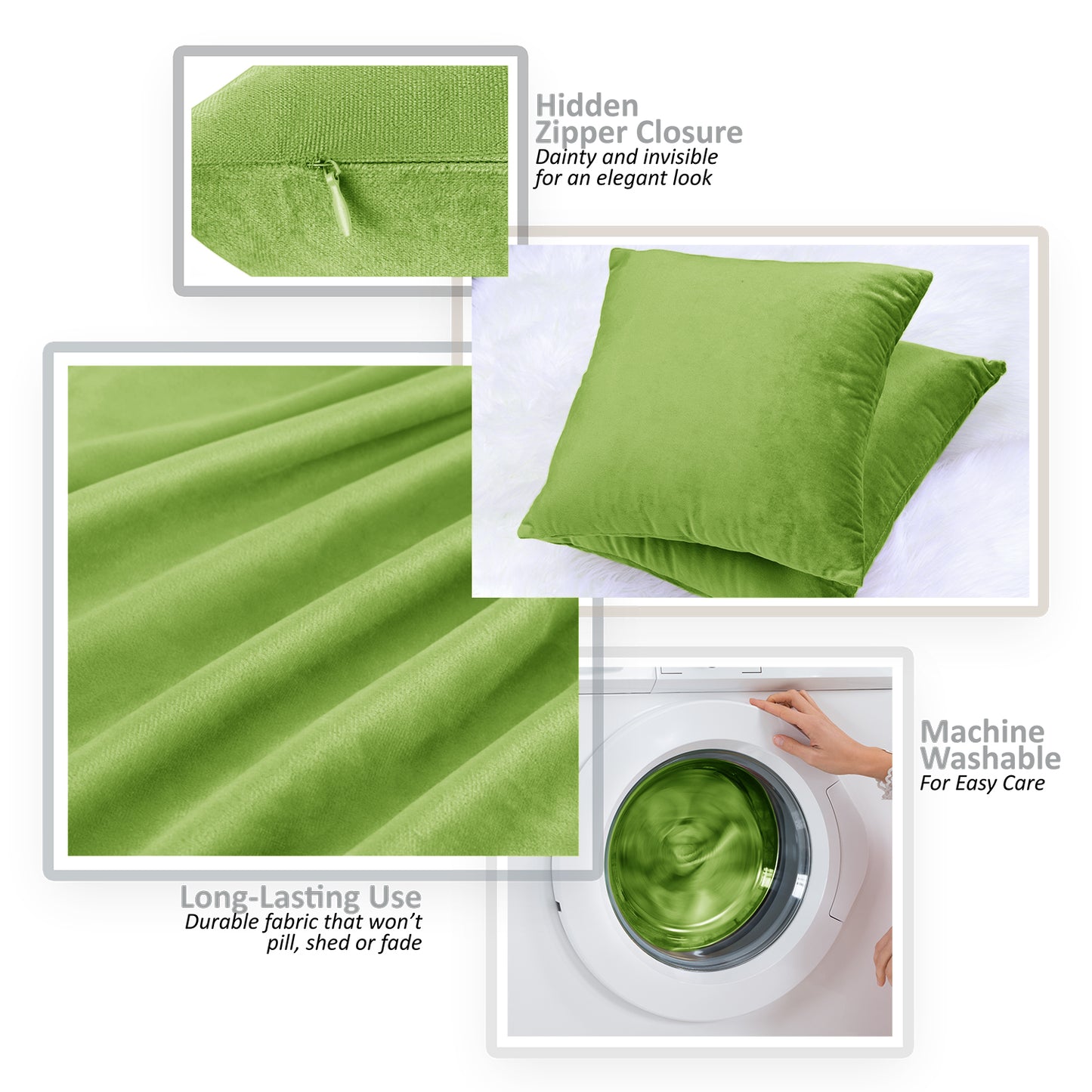 Holiday Nestl Throw Pillow Covers, Cozy Velvet Decorative Outdoor Pillow Covers 16x16 & 18x18 Inches, Soft Solid Cushion Covers for Sofa, Bed and Car, Set of 2