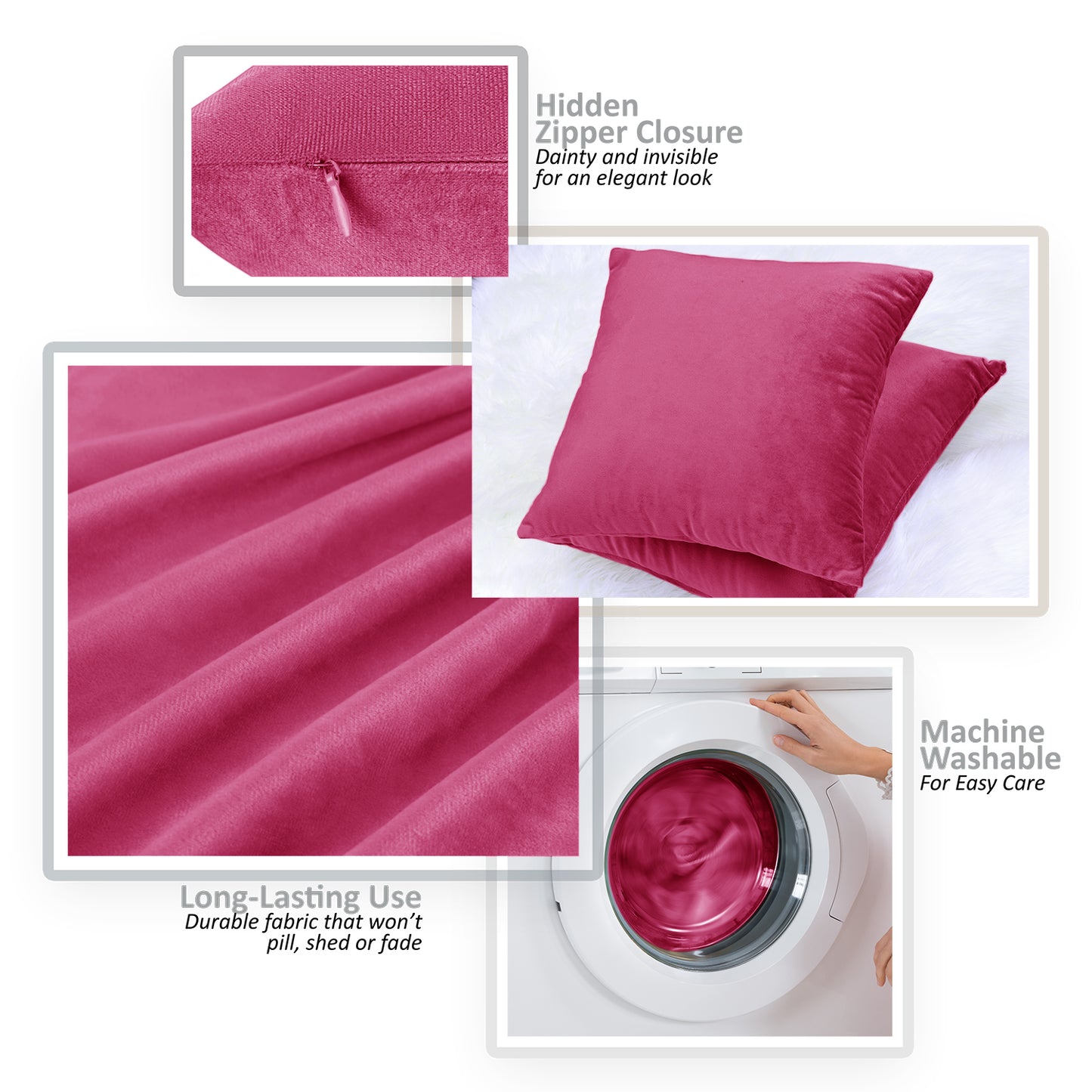 Holiday Nestl Throw Pillow Covers, Cozy Velvet Decorative Outdoor Pillow Covers 16x16 & 18x18 Inches, Soft Solid Cushion Covers for Sofa, Bed and Car, Set of 2