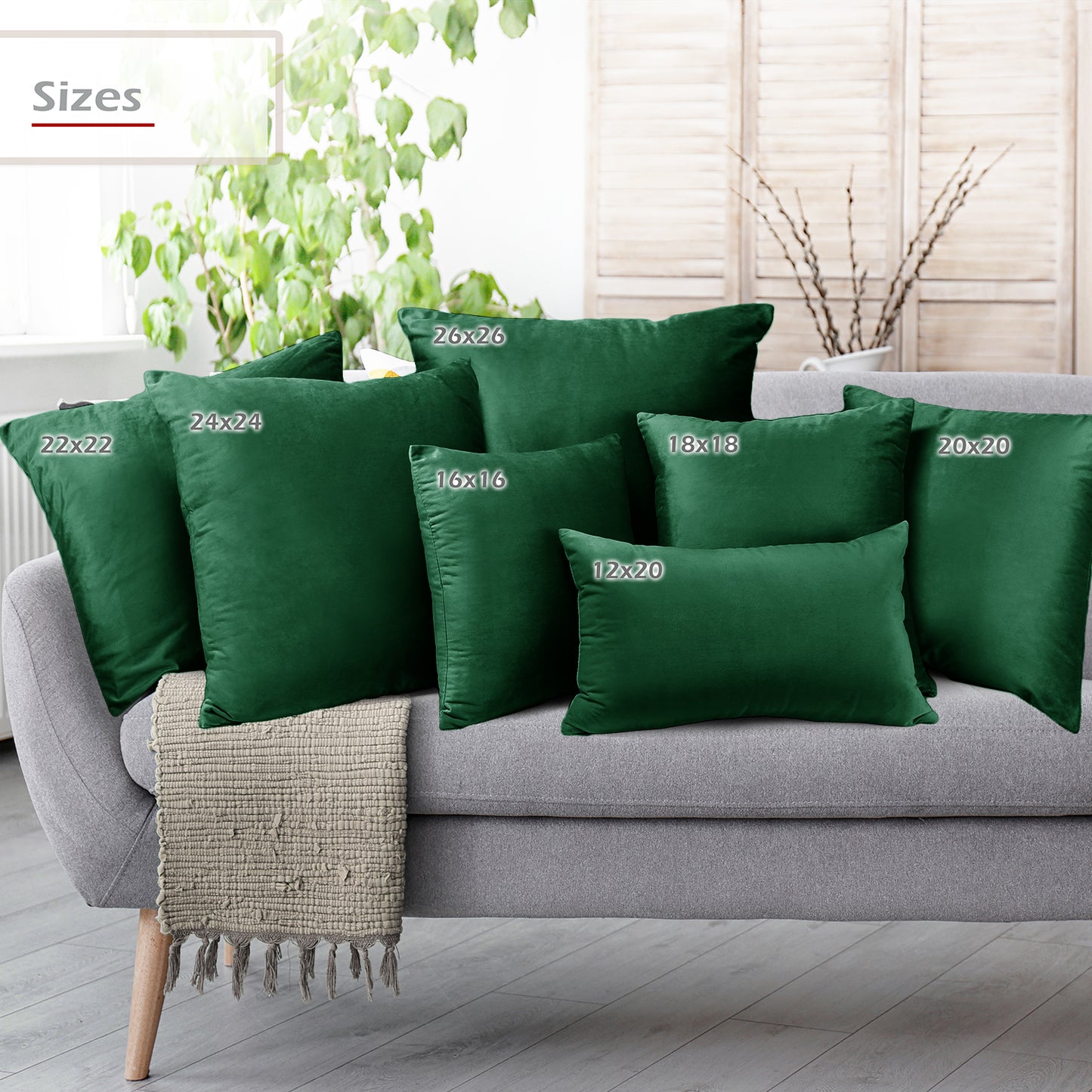 Holiday Nestl Throw Pillow Covers, Cozy Velvet Decorative Outdoor Pillow Covers 16x16 & 18x18 Inches, Soft Solid Cushion Covers for Sofa, Bed and Car, Set of 2