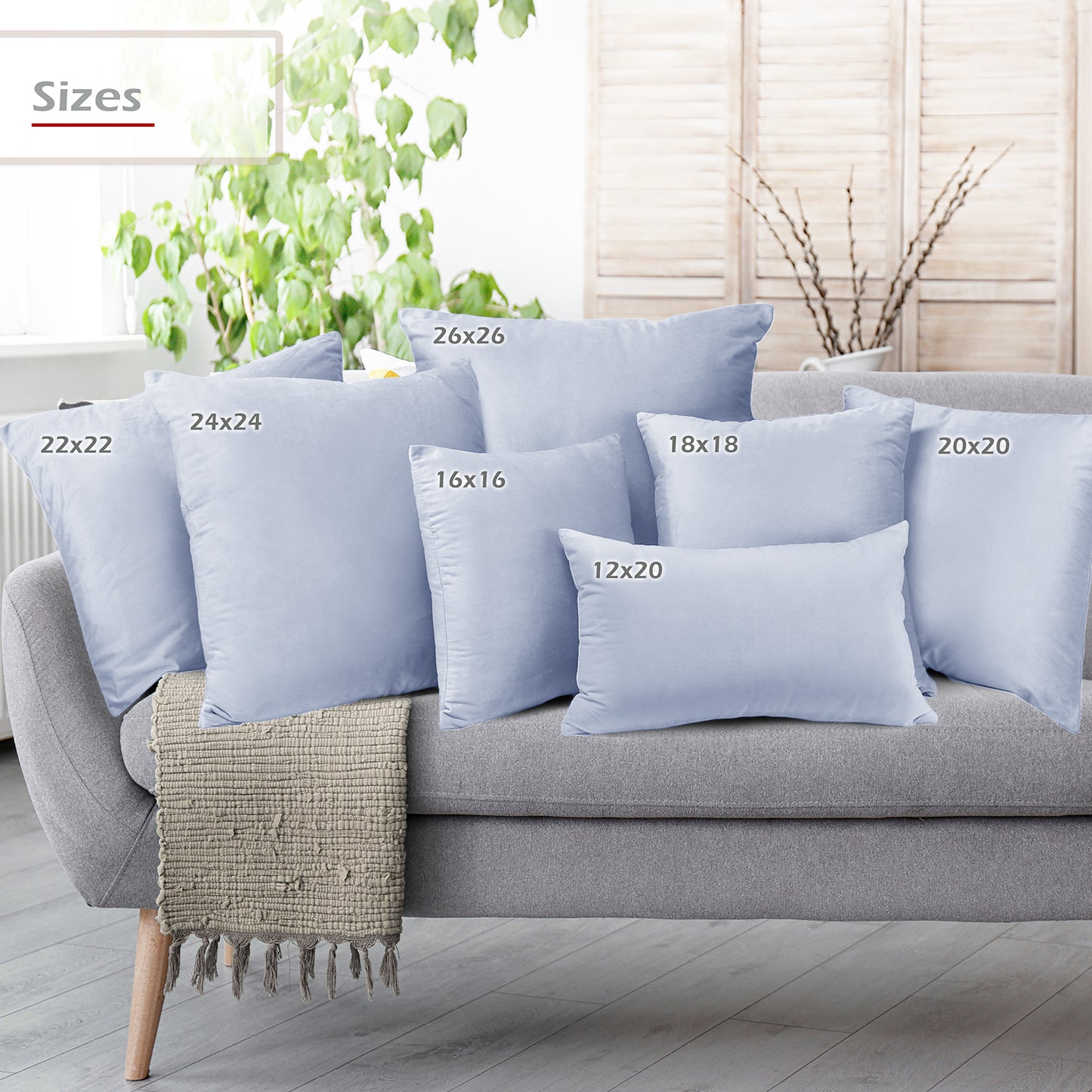 Holiday Nestl Throw Pillow Covers, Cozy Velvet Decorative Outdoor Pillow Covers 16x16 & 18x18 Inches, Soft Solid Cushion Covers for Sofa, Bed and Car, Set of 2