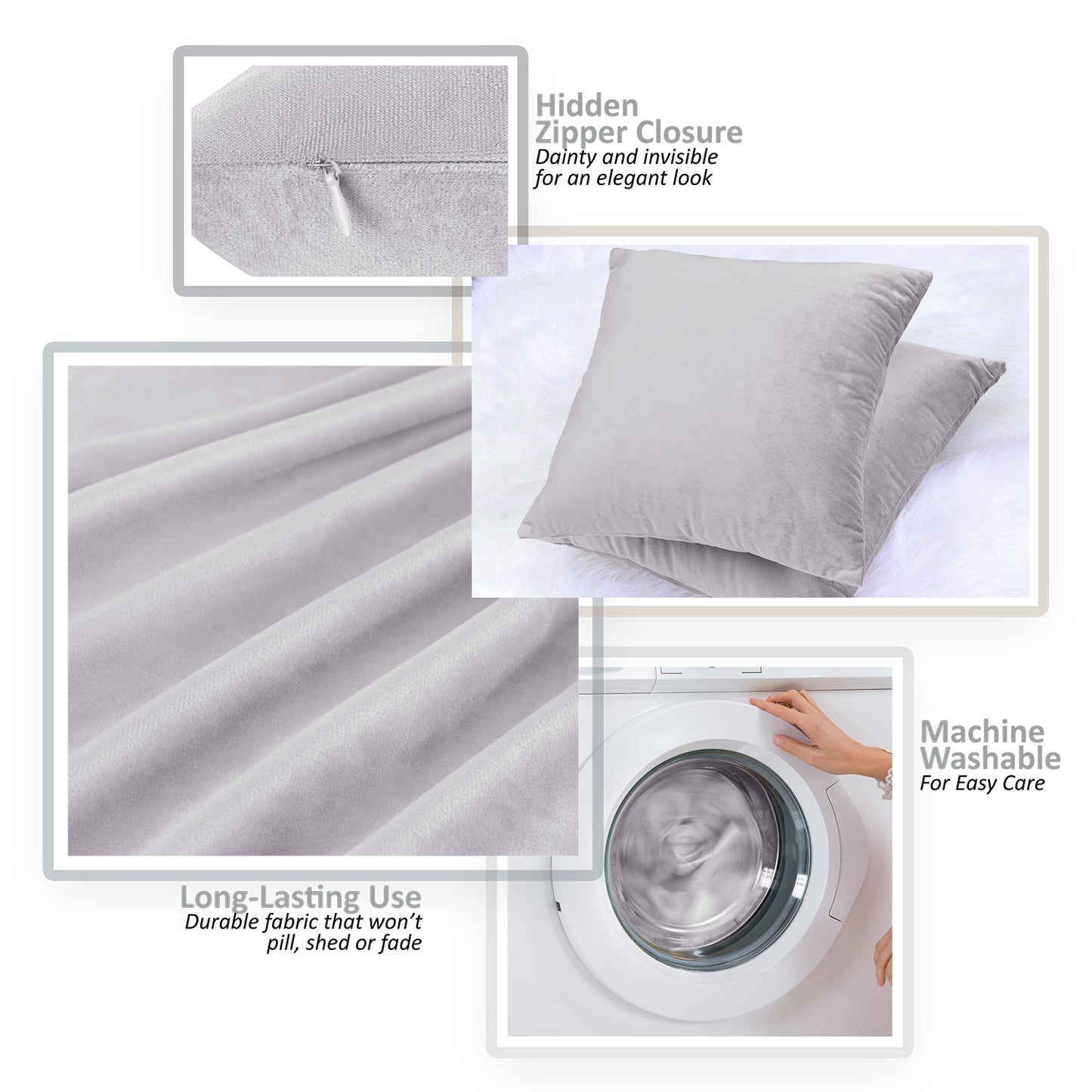 Holiday Nestl Throw Pillow Covers, Cozy Velvet Decorative Outdoor Pillow Covers 16x16 & 18x18 Inches, Soft Solid Cushion Covers for Sofa, Bed and Car, Set of 2