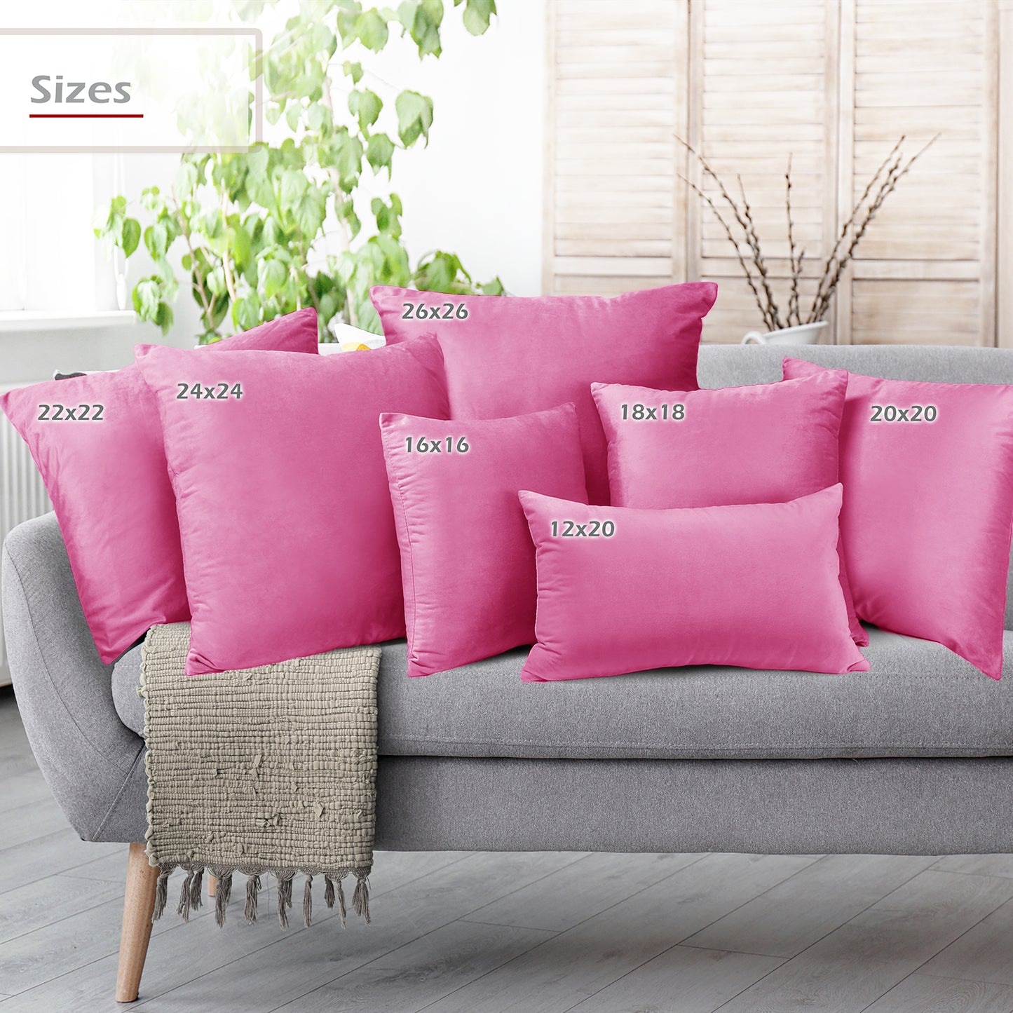 Holiday Nestl Throw Pillow Covers, Cozy Velvet Decorative Outdoor Pillow Covers 16x16 & 18x18 Inches, Soft Solid Cushion Covers for Sofa, Bed and Car, Set of 2