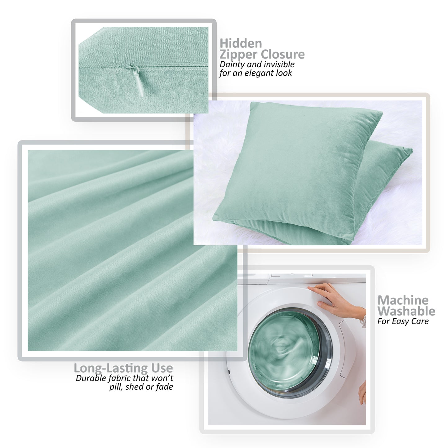 Holiday Nestl Throw Pillow Covers, Cozy Velvet Decorative Outdoor Pillow Covers 16x16 & 18x18 Inches, Soft Solid Cushion Covers for Sofa, Bed and Car, Set of 2