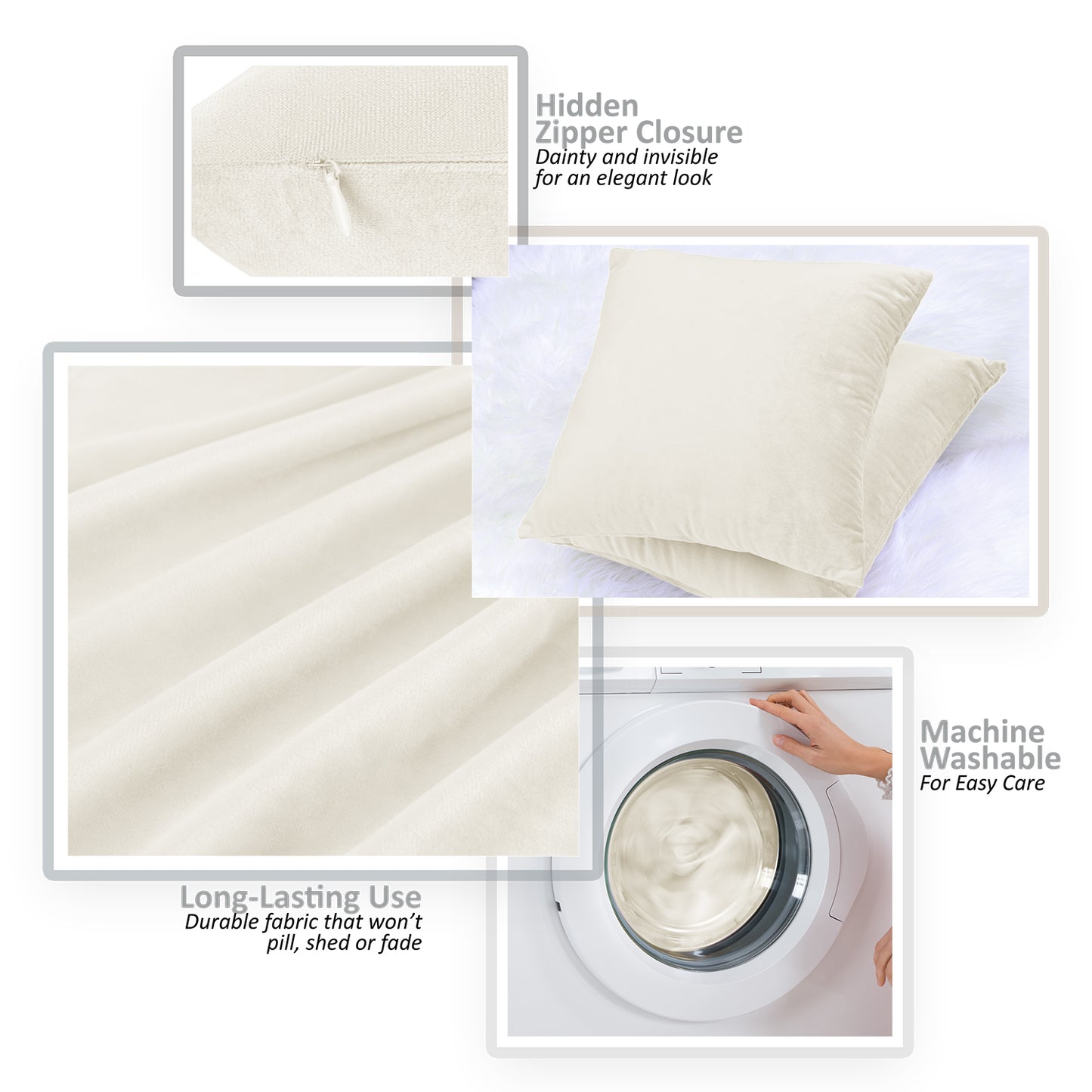 Holiday Nestl Throw Pillow Covers, Cozy Velvet Decorative Outdoor Pillow Covers 16x16 & 18x18 Inches, Soft Solid Cushion Covers for Sofa, Bed and Car, Set of 2