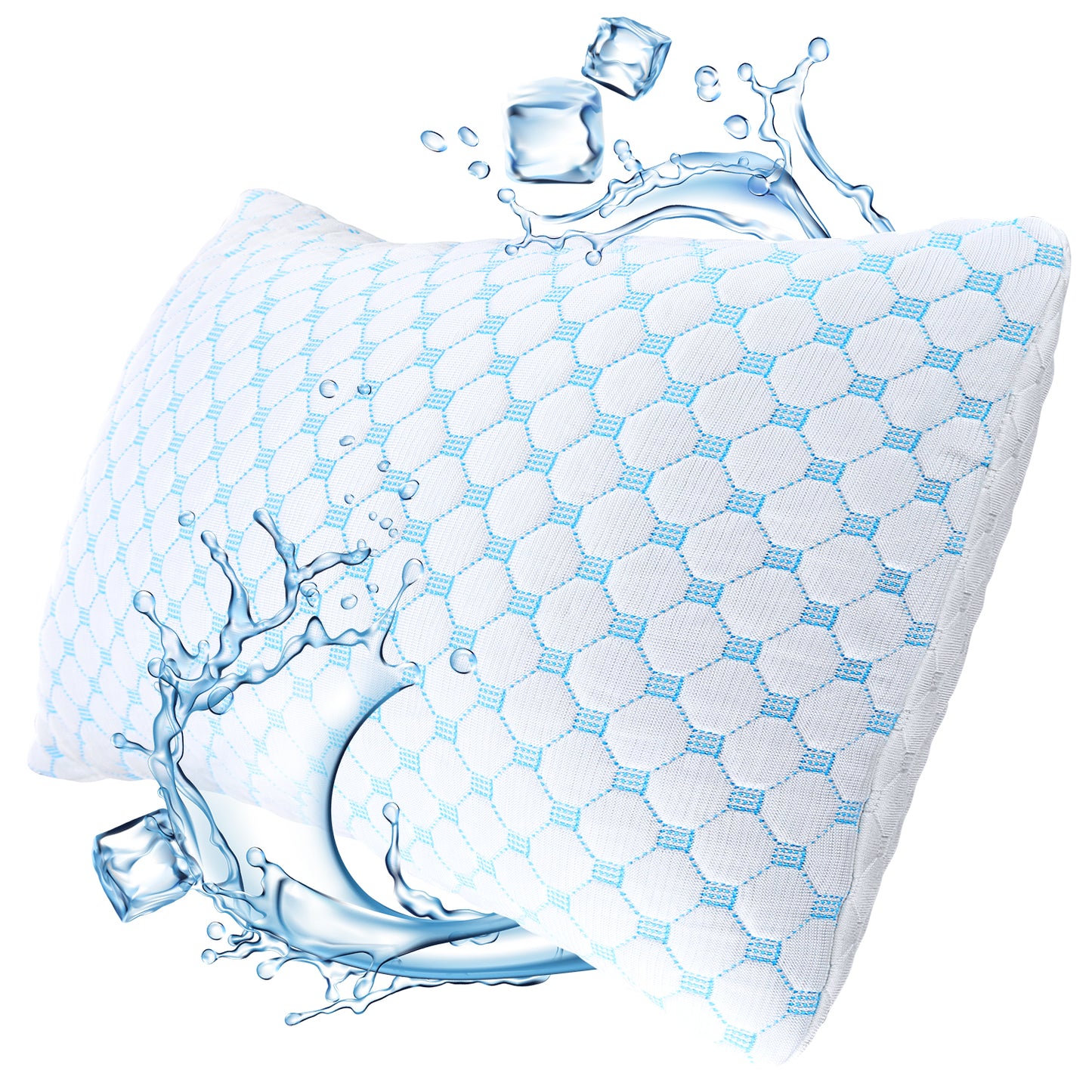 Virtu Ice Pillow Heat and Moisture Reducing Ice Silk and Gel Infused Memory Foam Pillow. Adjustable, Washable, Breathable