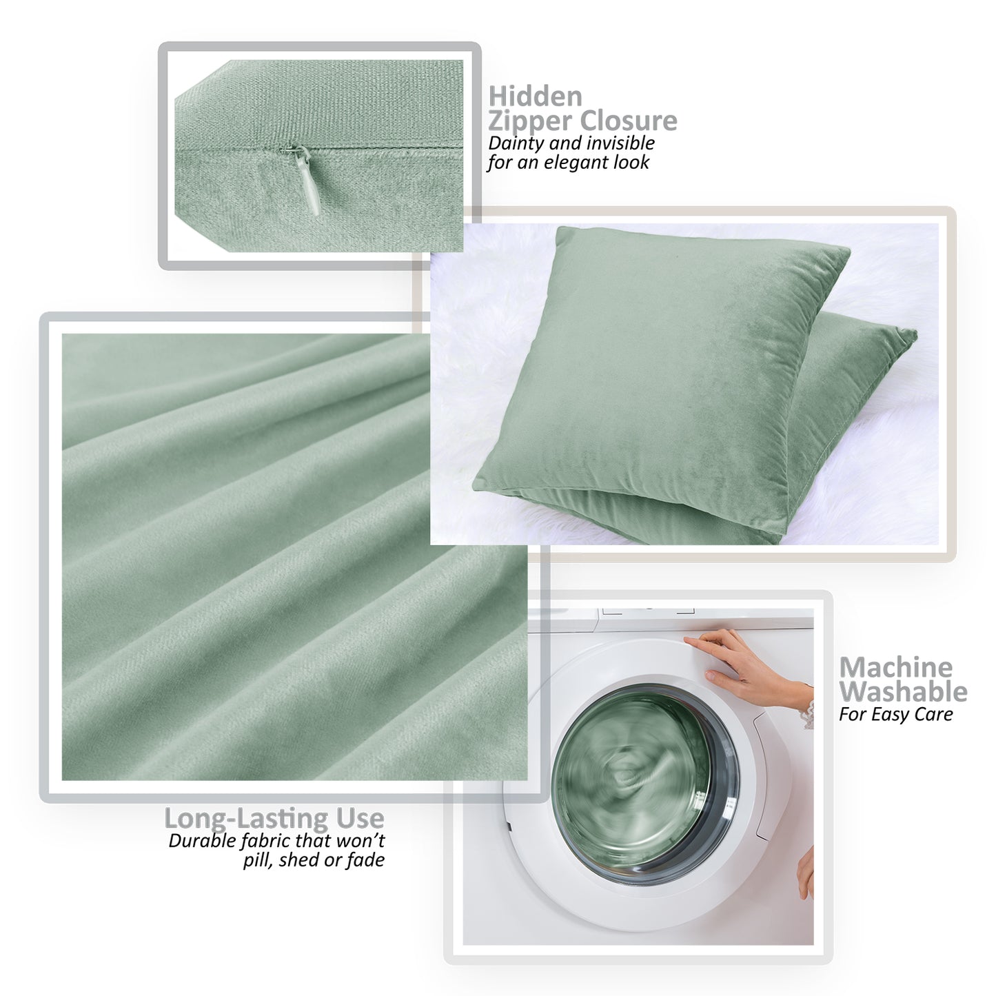 Holiday Nestl Throw Pillow Covers, Cozy Velvet Decorative Outdoor Pillow Covers 16x16 & 18x18 Inches, Soft Solid Cushion Covers for Sofa, Bed and Car, Set of 2