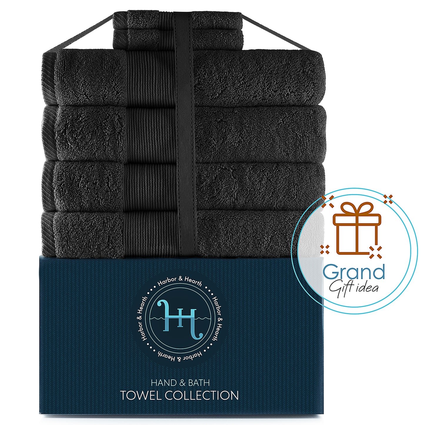 Hearth & Harbor 700 GSM Hand & Bath Towel Collection – 100% Cotton Luxury Set of 4 Bath Towels & 2 Wash Cloths – Ultra Soft & Highly Absorbent Beach, Spa & Bathroom Body Shower Towels